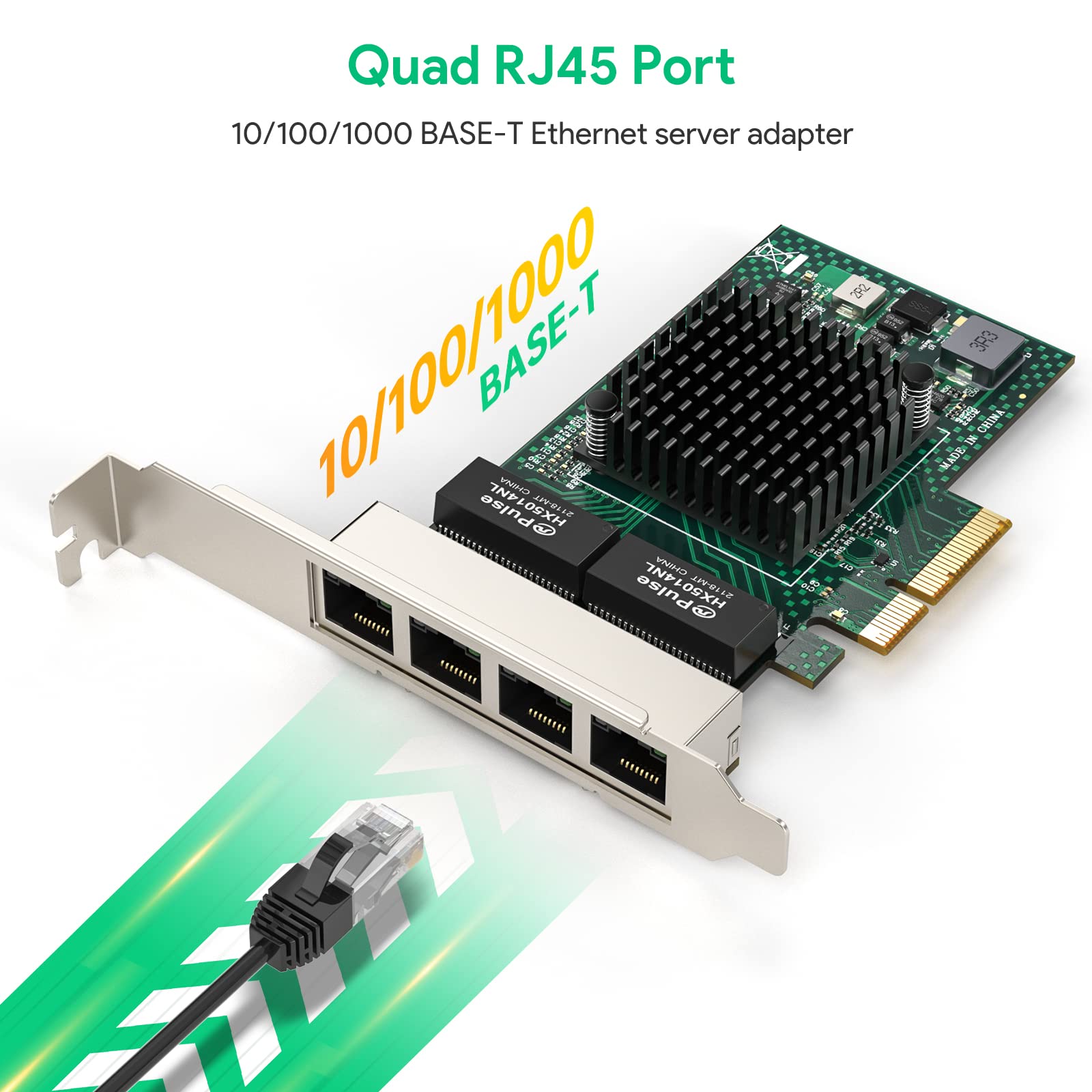 Adattatore server Ethernet Gigabit a 4 porte NetXtreme® BCM5719 RJ45 Scheda di rete quad-porte PCI Express 1000M Scheda Ethernet NIC con basso profilo per Windows Server/Linux/Ubuntu/VMware