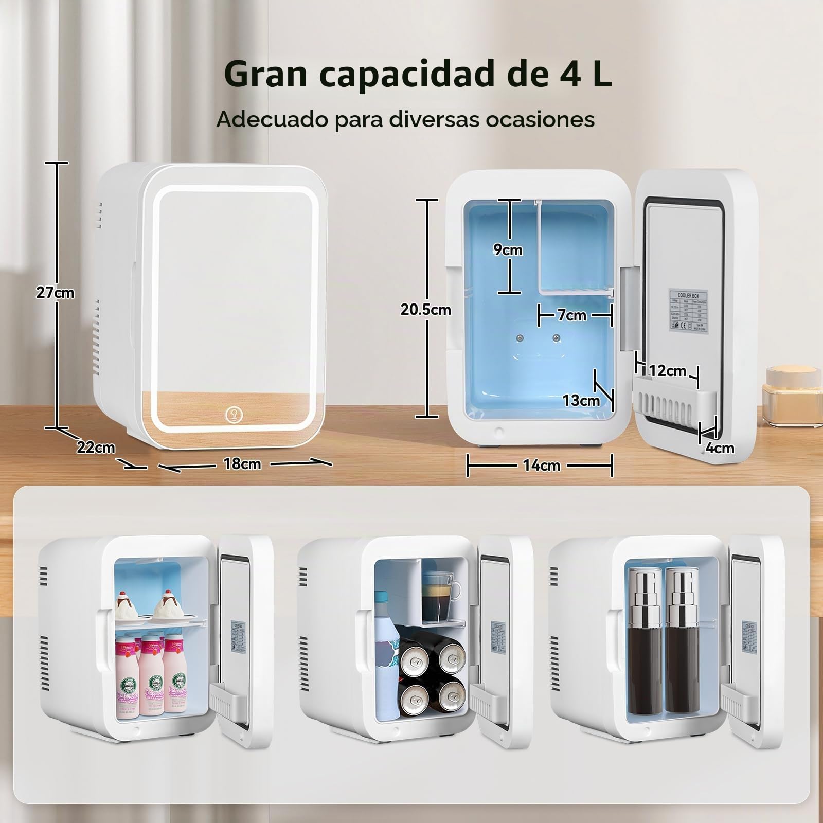 YU YUSING Nevera Pequeña para Maquillaje 4 L, Mini Nevera Cosmética