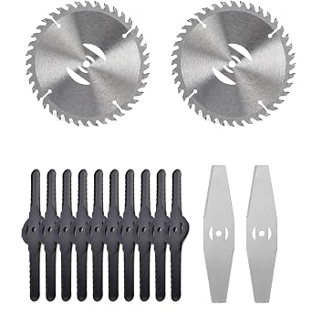 6 Inch Weed Wacker Blades, with 2 Alloy Saw Blade, 2 Stainless Steel Blades, 10 Nylon Blades Metal Cutter Blades Replacement for Cordless Grass Trimmer