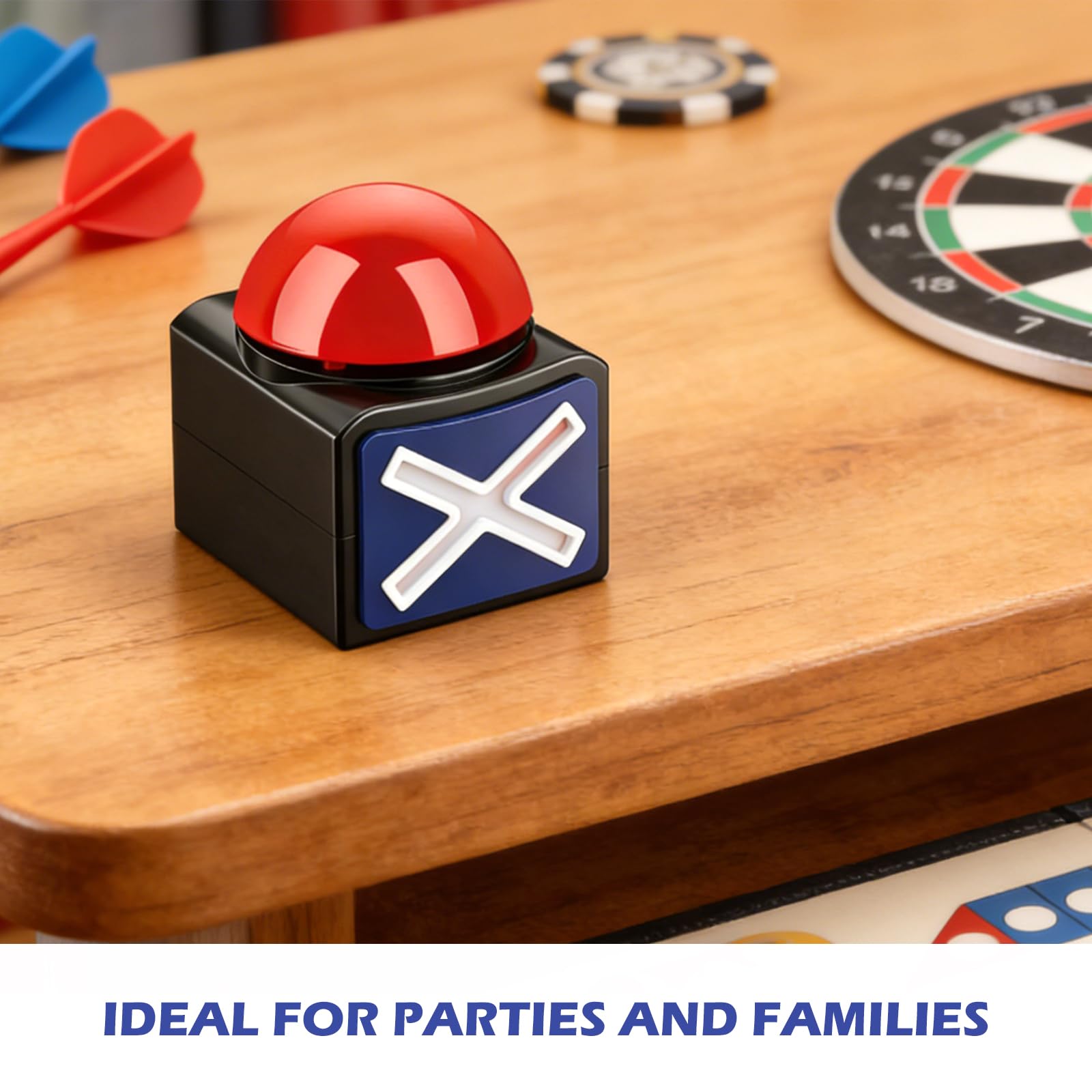 2 pezzi Buzzer con suono e luce, buzzer con luce e suono, suono di allarme, quizbuzzer in plastica, accessorio per feste a quiz, serate di gioco, quiz, giochi per feste, quiz per famiglia, rosso/nero