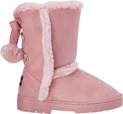 Miniatura 3 de bebe Girls Fur Trim Winter Boots with Back Lace Pom-Poms (ToddlerLittle GirlBig Girl)