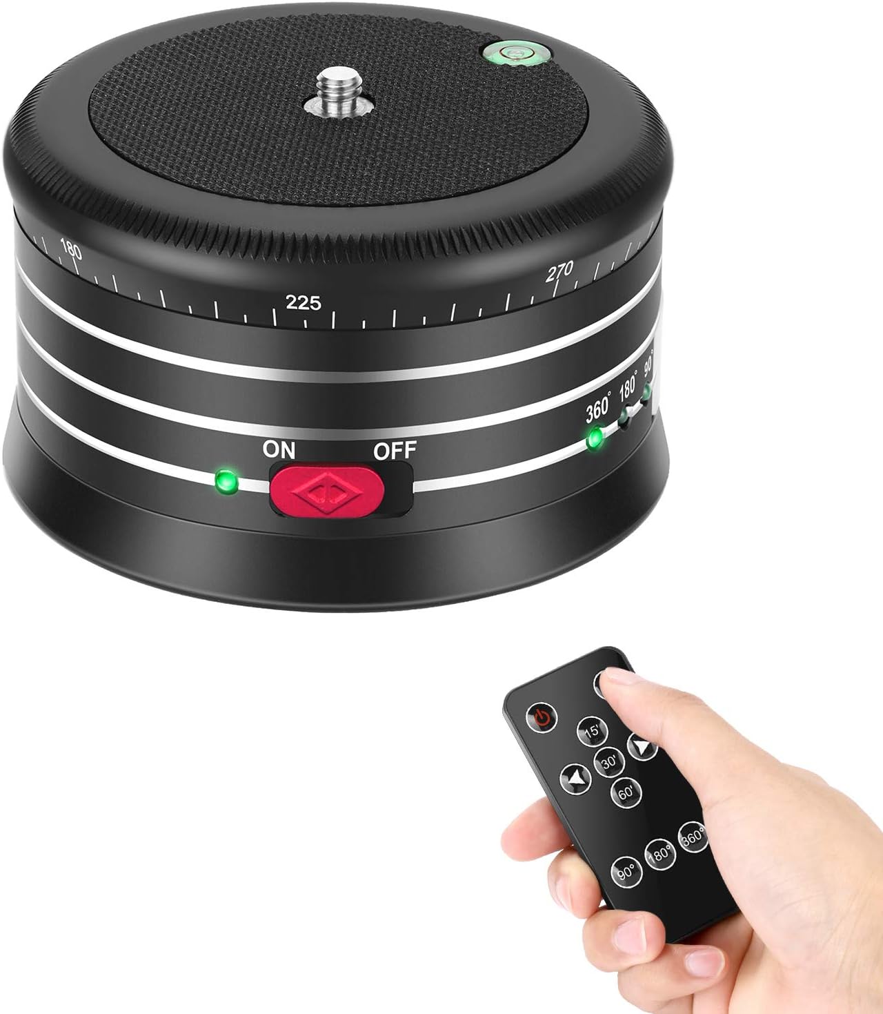 Neewer Electric Panoramic Tripod Head for Time Lapse Shooting with Variable Speed and Direction, Built-in Rechargeable Battery and Remote Control for Smartphone DSLR Camera GoPro(Adapter Not Included)