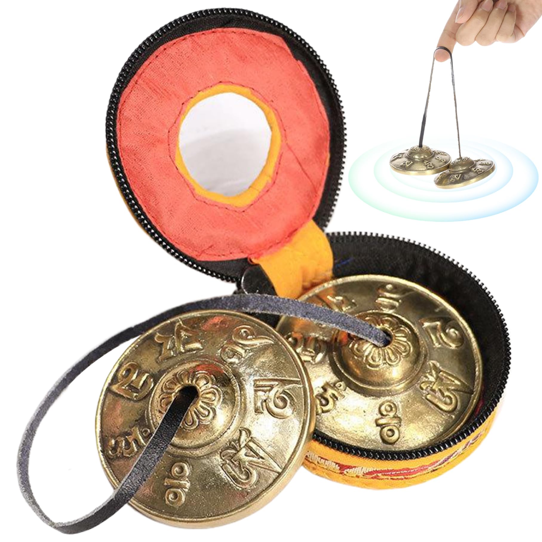 Instrument Gong|Gong, Mantra Cloches Tibétaines avec Étui Cymbales Tingsha Carillon de Méditation Cloches 2.5 Instrument pour la Pleine Conscience, le Yoga et le Son