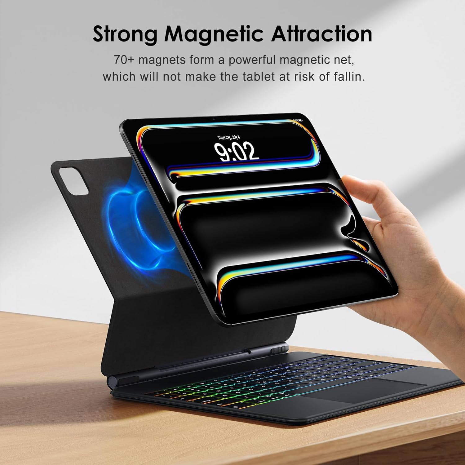 runelk Keyboard Case for iPad Pro 13-inch (M4 2024 / M5 2025), Magic-Style Magnetic Keyboard Case with Multi-Touch Trackpad, Floating Cantilever Stand Compatible with iPad Pro 13