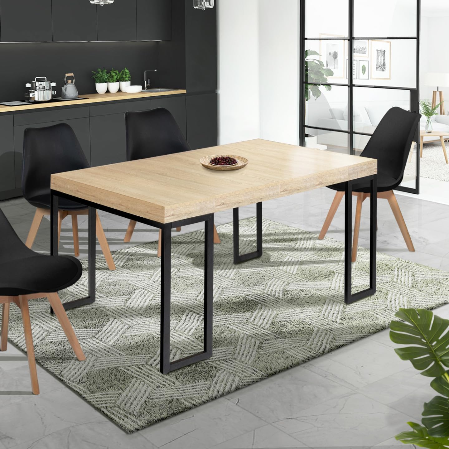IDMarket - Ausziehbarer Konsolentisch Toronto 6 Personen 140 cm Industriedesign