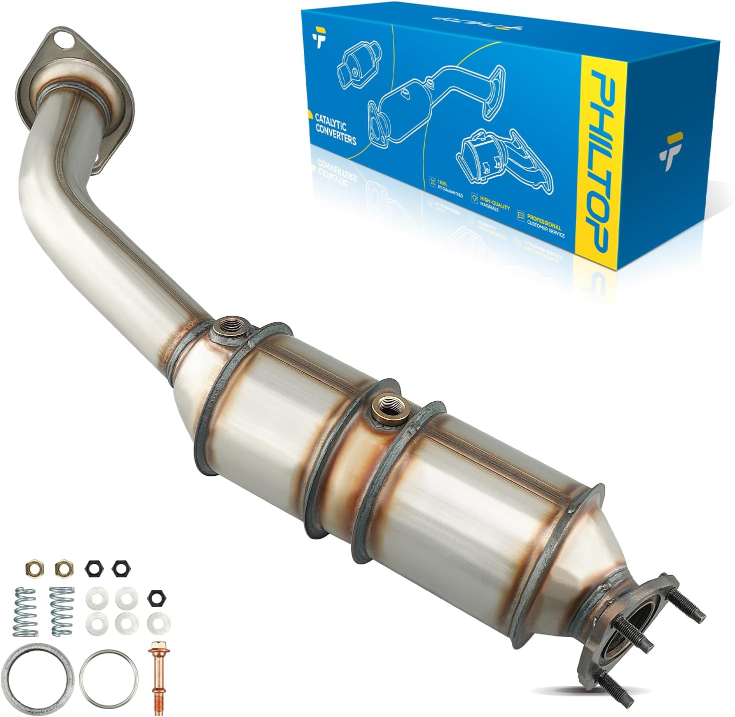 PHILTOP High Flow Catalytic Converter Compatible with Honda CR-V 2.4L 2002 2003 2004 2005 2006 Direct-Fit Catalytic Converter Kit 16462, 16167, 642288, 40402 (EPA Compliant)