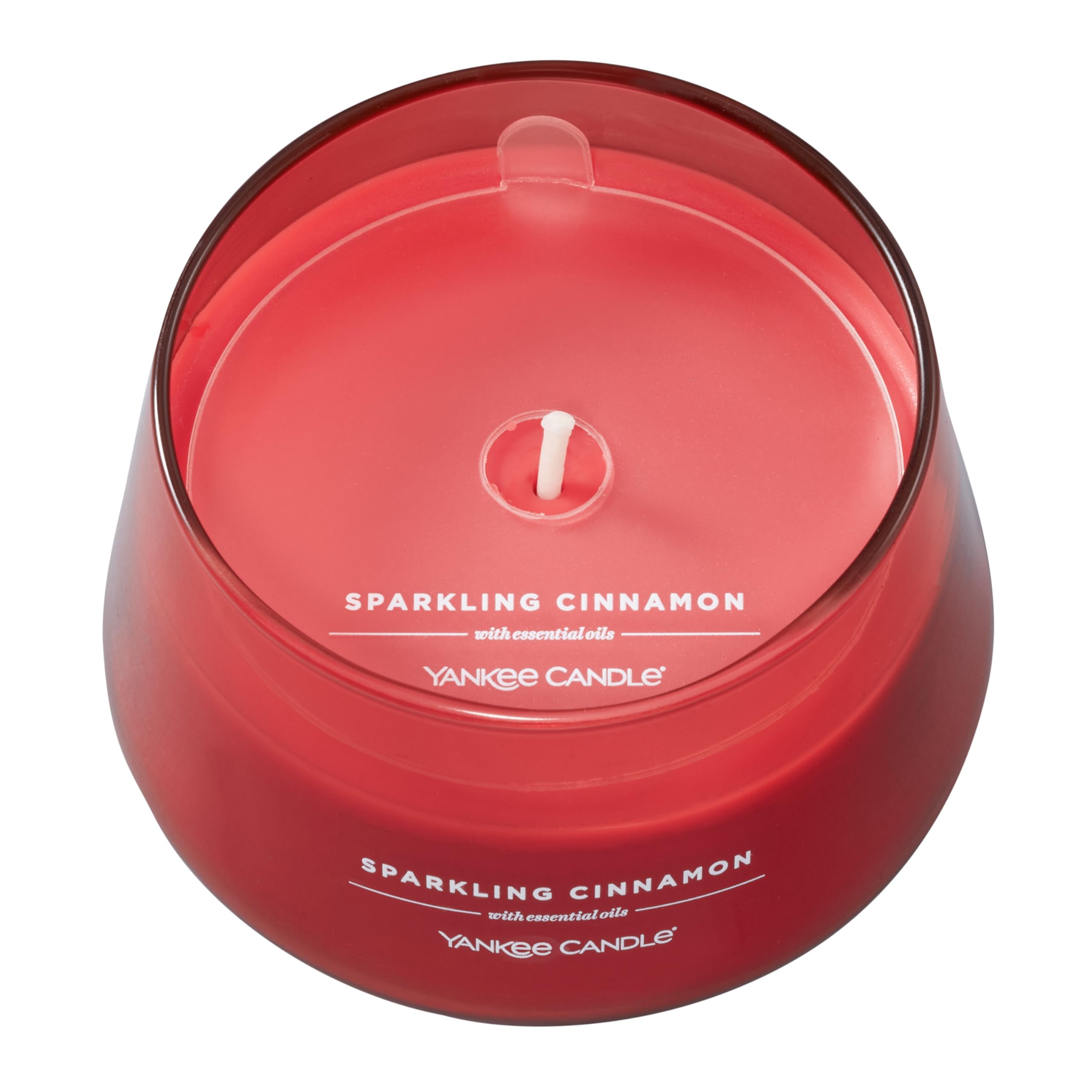 Yankee Candle Świeca zapachowa studyjna, błyszcząca świeca cynamonowa, długie świece: 35-50 godzin, stylowy projekt szklanego naczynia z czerwonym woskiem, prezenty dla kobiet, prezenty dla mamy,