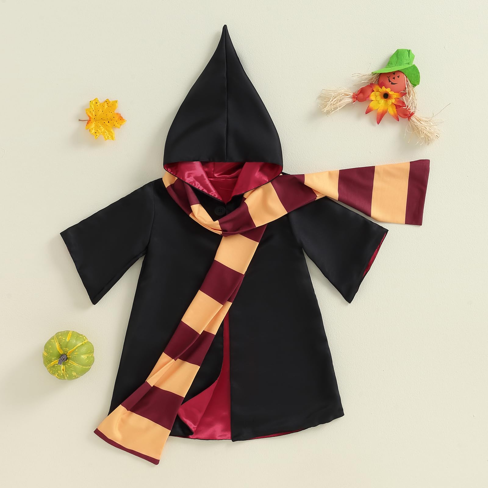 Kids Toddler Baby Girl Boy Wizard Costume Long Sleeve Hooded Robe Infant Halloween Outfits (Red, 3-4T) - Image 3
