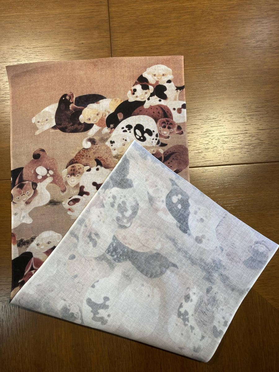 【完売品】NIPOALOHA 百犬図　ロングスリーブ Amazon｜古今東西 浮世絵 手ぬぐい 百犬図 子犬 伊藤若冲｜フェイス