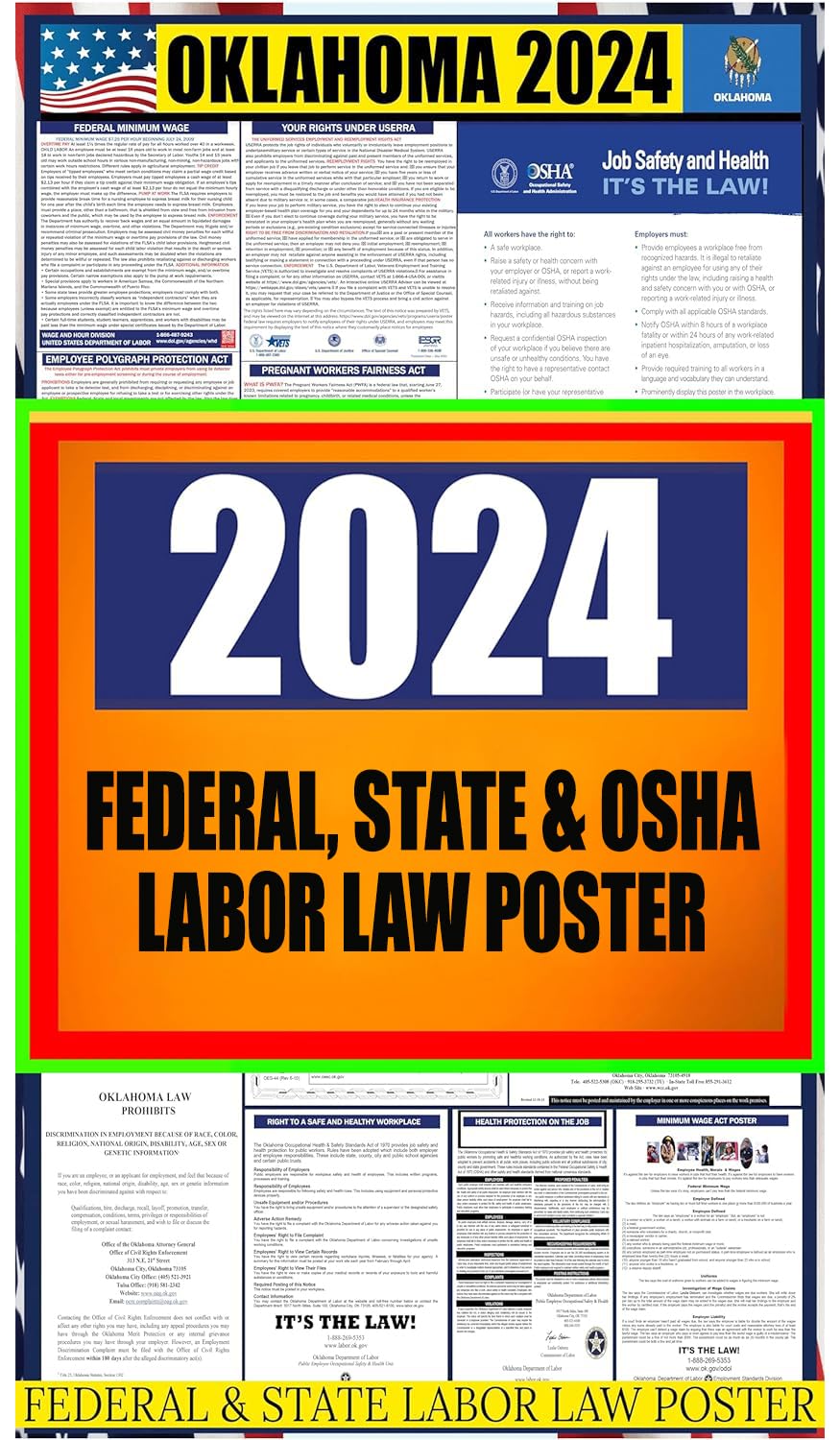 Amazon.com: 2024 Oklahoma (OK) State Labor Law Poster - State, Federal ...