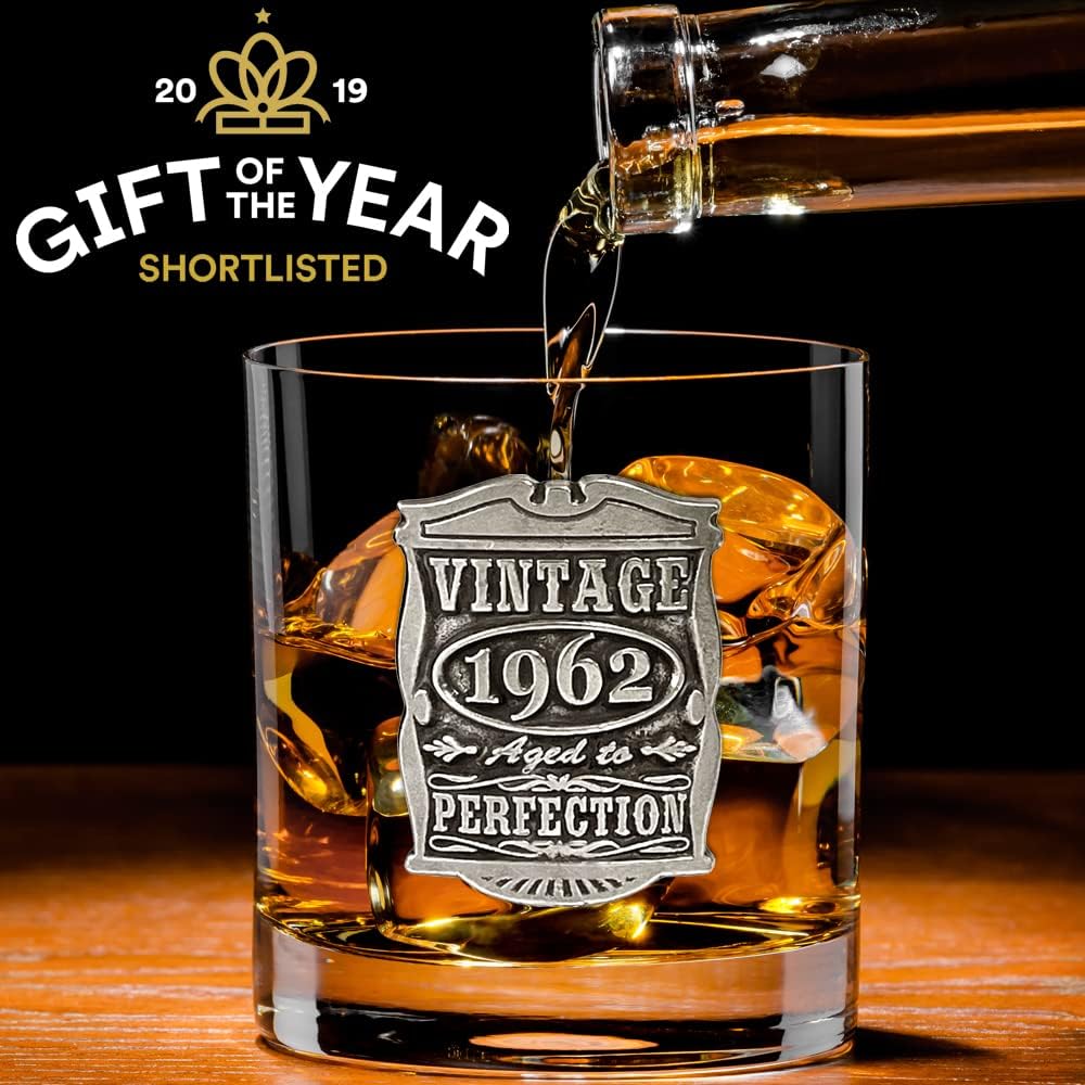 Get Special Price English Pewter Company Vintage Years 1962 60th Birthday or Anniversary Old Fashioned Whisky Rocks Glass Tumbler - Unique Gift Idea For Men [VIN002]