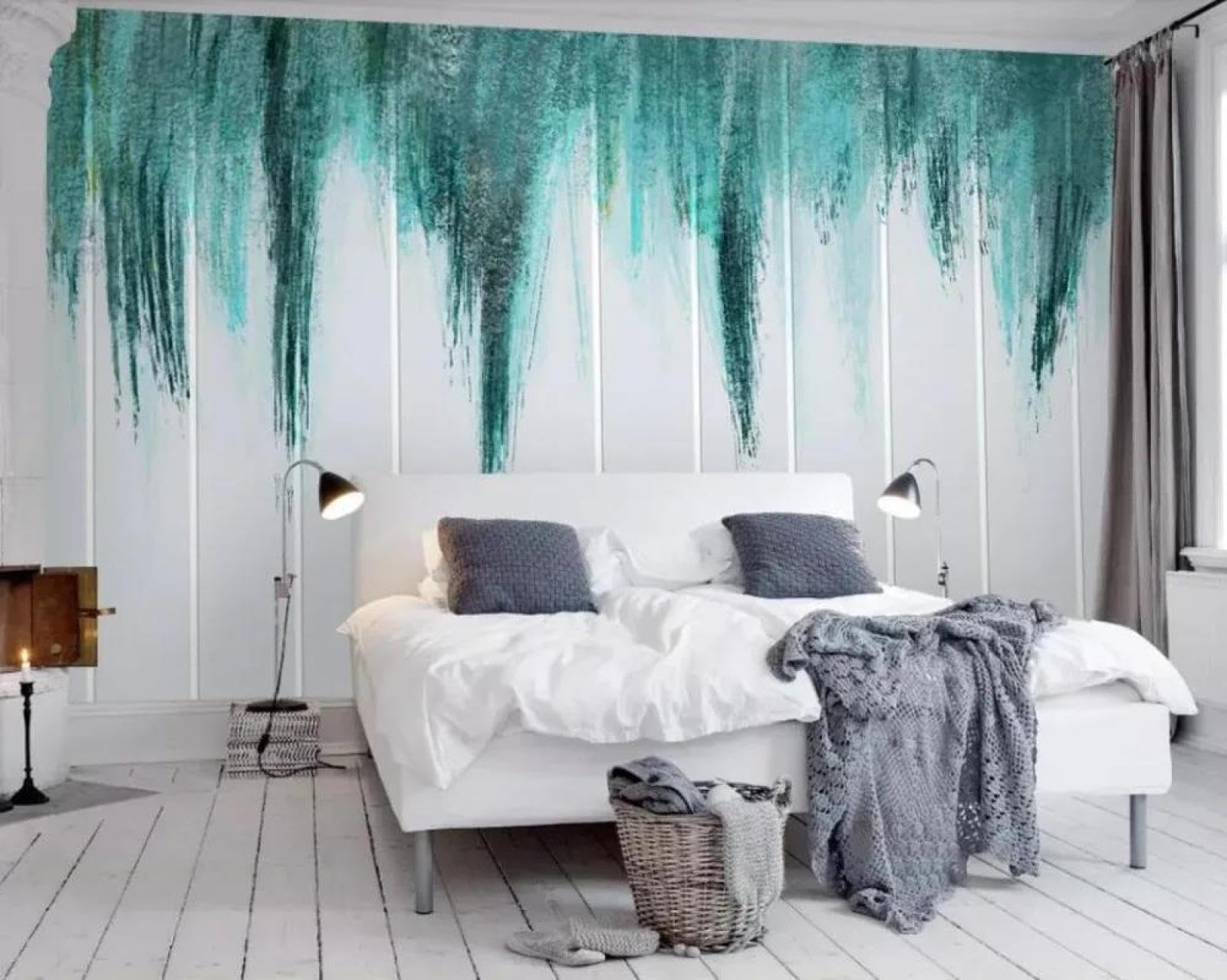 Papier peint mural 3D vert ILIYA : créez un salon apaisant et une chambre cosy