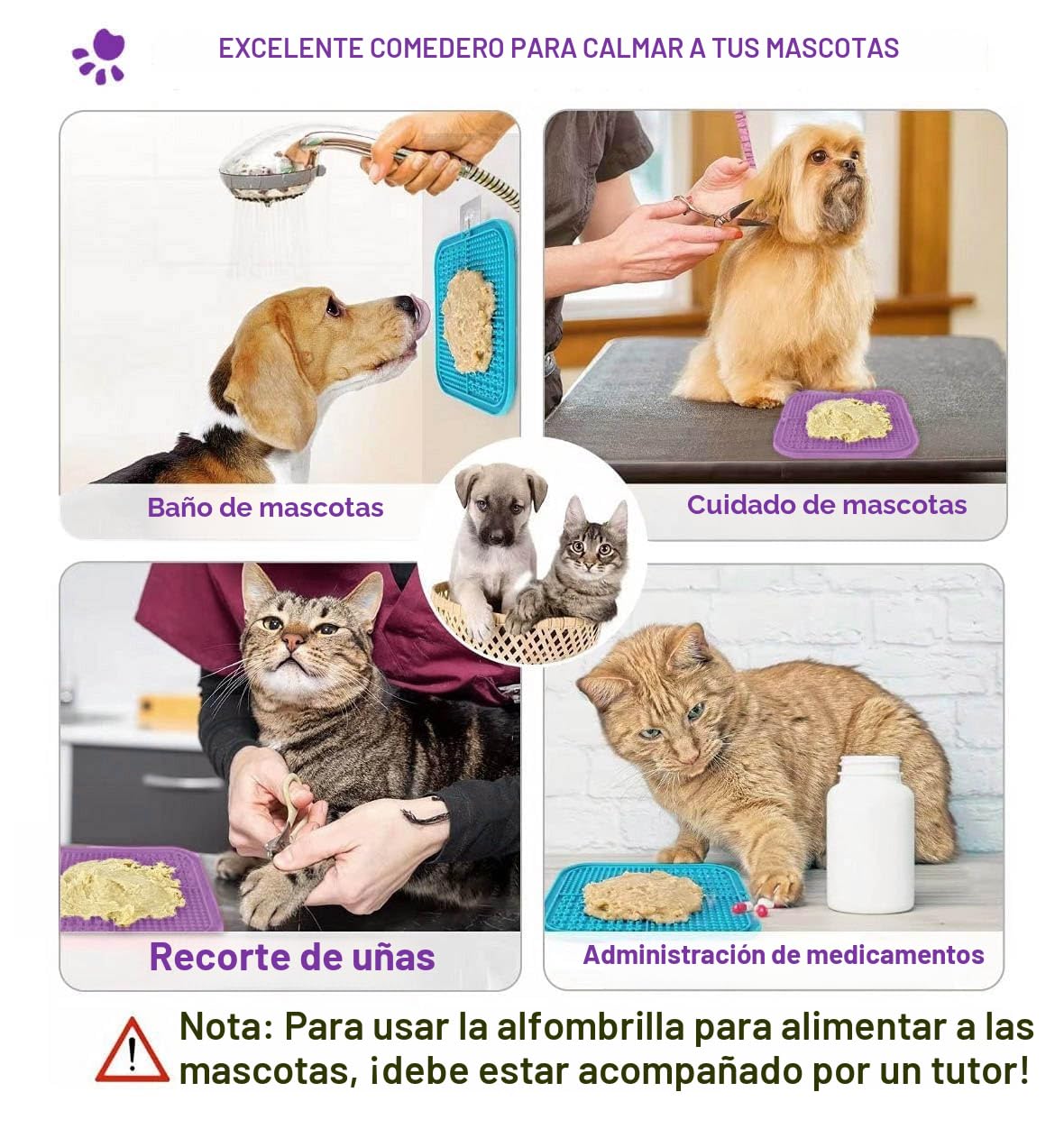 Azyh 2 Alfombrillas para Lamer Perros y Gatos con Ventosas 20X20cm, Alimentador Lento para Aliviar la Ansiedad, Juguetes, Tapete de Alimentación para Mantequilla, Yogur, Maní