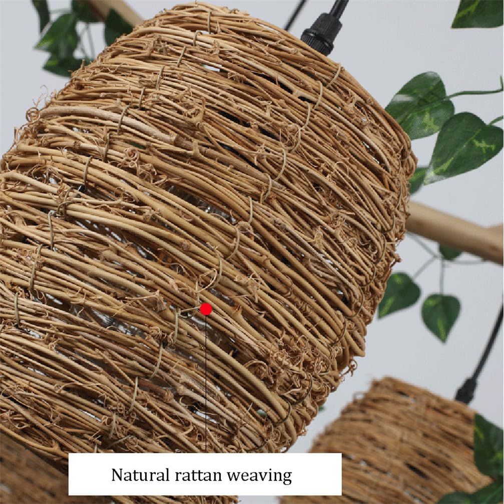 18 cm ręcznie robiony żyrandol rattanowy w stylu vintage, nowoczesny styl Wabi-sabi, tkana lampa wisząca z rattanu, przybrzeżne wiszące oprawy oświetleniowe do kuchni, jadalni, sypialni