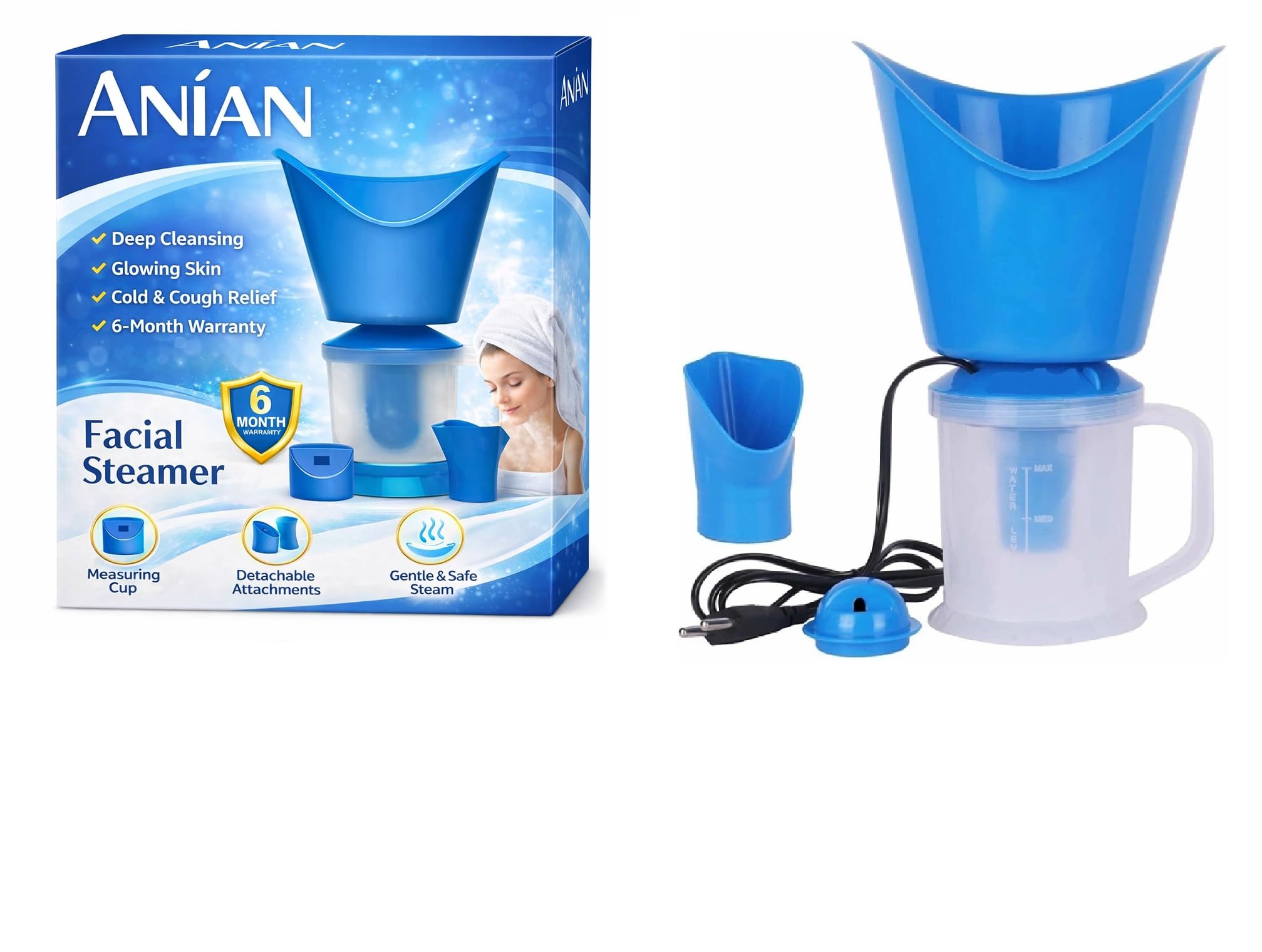 ANIAN Facial Steamer for Glowing Skin & Steam Inhaler for Cold and Cough | Deep Pore Cleansing, Acne & Blackhead Removal | Home Facial Steam Machine for Women & Men | 6-Month Warranty-image-15
