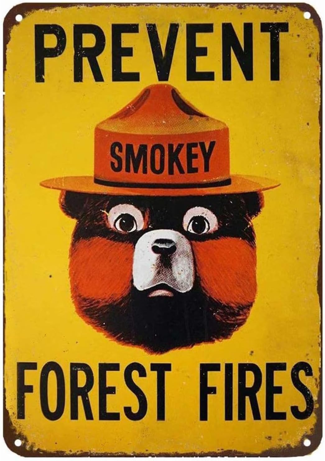 CCPARTON Smokey Bear Prevent Forest Fires Outdoors Metal Tin Sign Wall Decor Retro Metal Signs 8x12 Inch