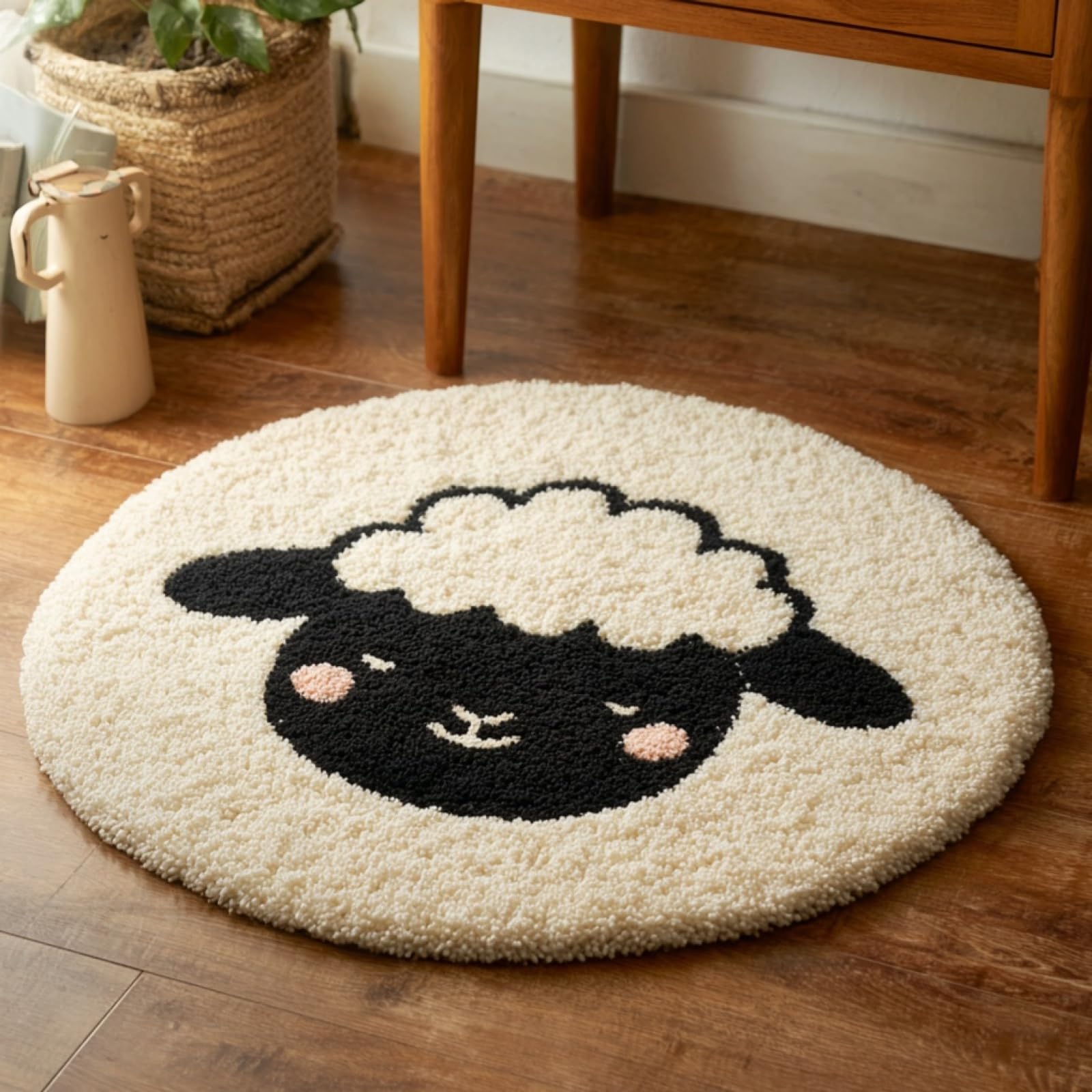 WallustrioaW Latch Hook Rug Kit,Cartoon Sheep,Carpet Crochet Yarn Kits for Adults,Latch Hook Kits for Adults Colorful Pattern Printed Canvas,50x50cm