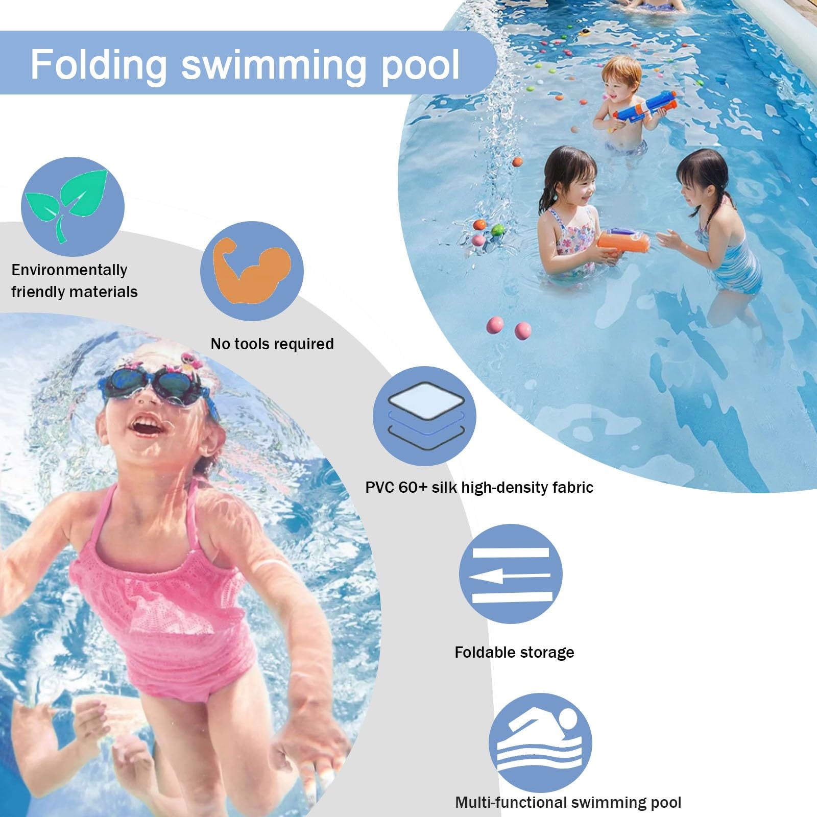 Piscinas Hinchables Piscina Hinchable Exterior para Adultos con Toldo(300 * 180 * 68cm)