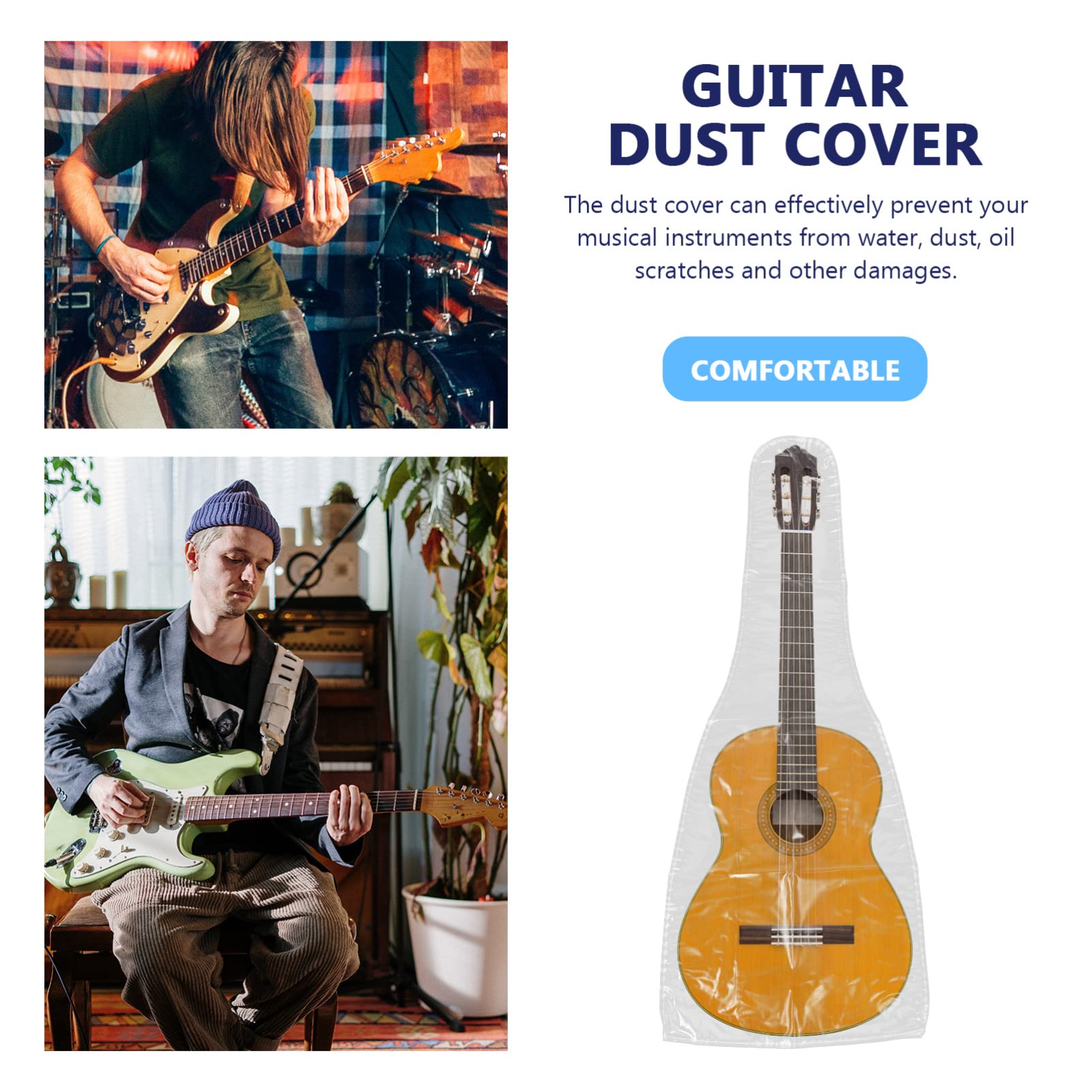 BESPORTBLE PVC Guitar Cover for Electric and Acoustic Guitars Frosted Transparent Design Durable Protection and Water