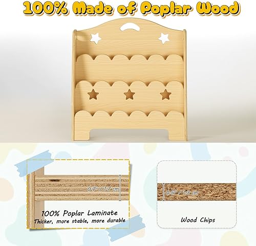 Miniatura 3 de ONBRILL Estantería Montessori de madera de 3 niveles para niños, estante organizador y almacenamiento de juguetes, soporte de exhibición de libros