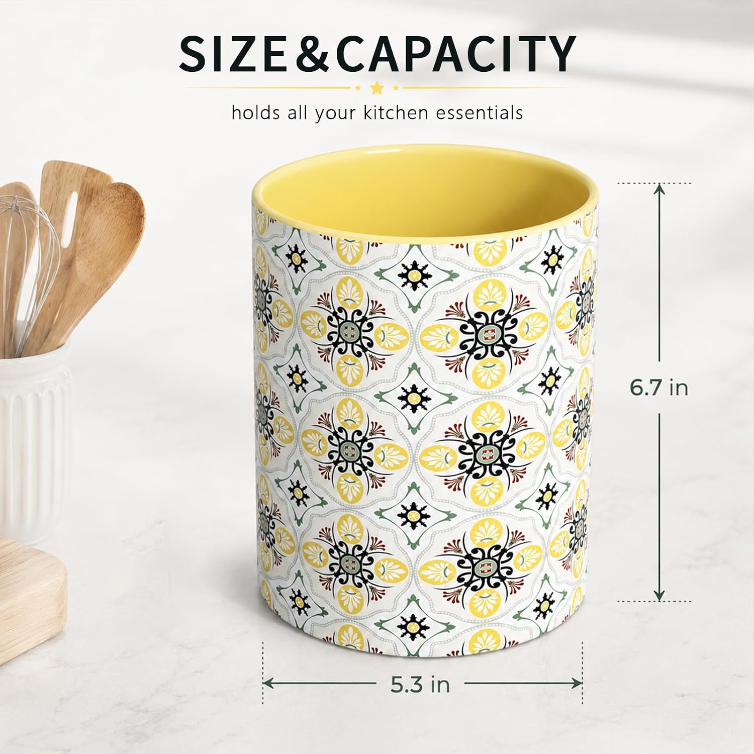 Solidith Kitchen Utensil Holder for Countertop,Yellow