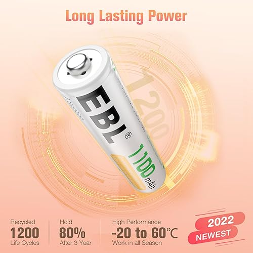 Miniatura 4 de Cargador de baterías AAA y AA y de baterías recargables AAA Ni-MH 1100mAh 16 unidades con estuches para pilas de EBL