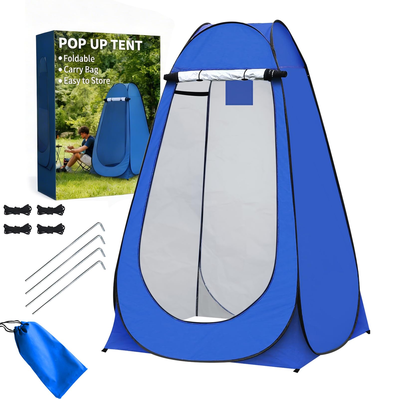 Portable Outdoor Instant Pop Up Tent For Privacy Camping Shower, Toilet & Changing Room by Denny International® (Blue.)