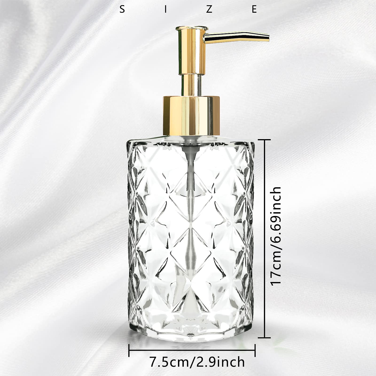 Yiter 330ml/12oz Glass Soap Dispenser, Versatile Hand Dispenser for Bathroom Kitchen, Bedroom, Reusable for Lotion Detergent - Image 3