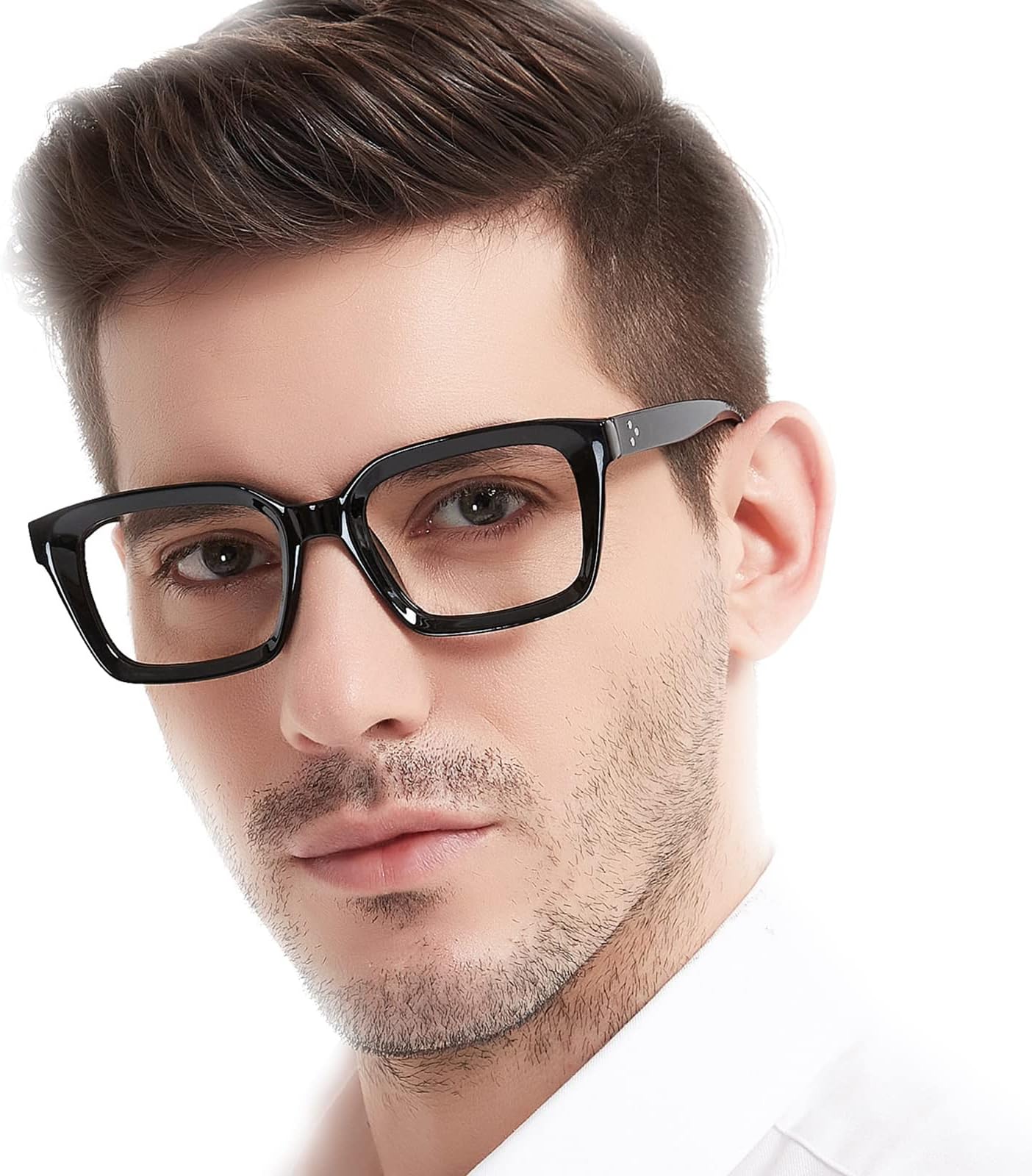 MARE AZZURO Retro Square Reading Glasses Men Large Readers 1.0 1.25 1.5 1.75 2.0 2.25 2.5 2.75 3.0 3.5 4.0 5.0 6.0 (Black, 1.75)