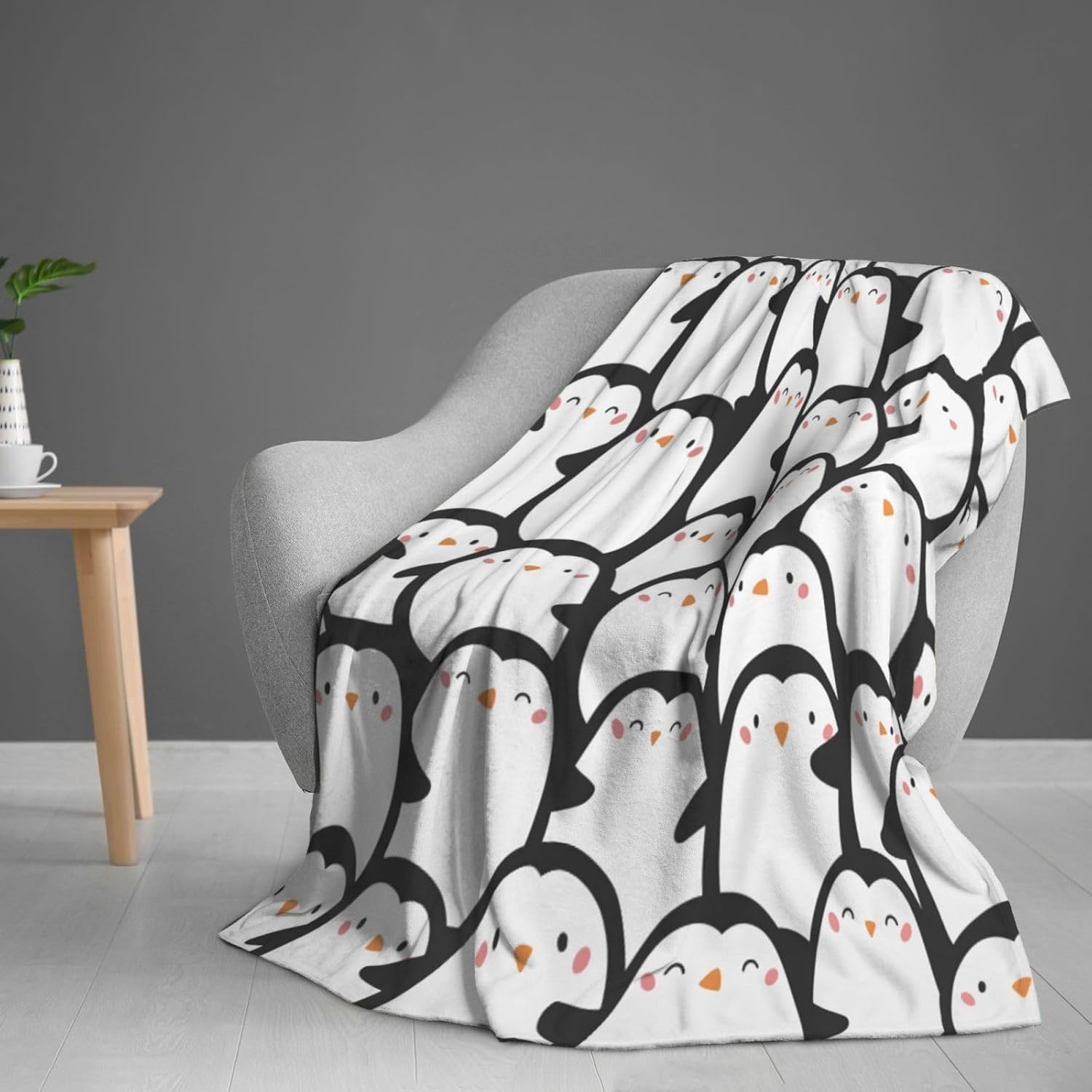Funny Cartoon Penguins Throw Blanket for Bed Sofa Couch Fleece Blankets Lightweight Soft Cozy 50"x40" - Image 8