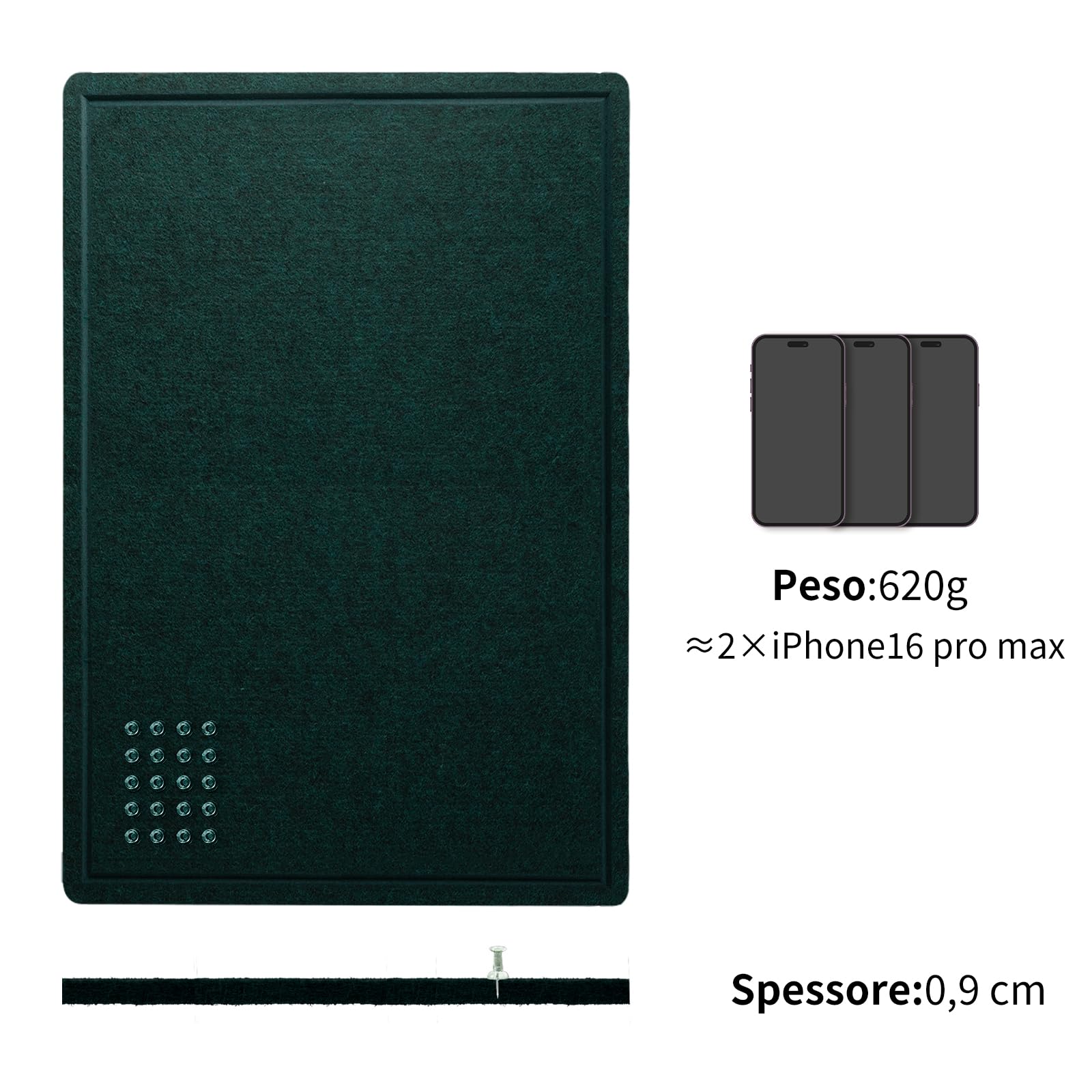 Große Filz-Pinnwand 120x59cm - Dicke 0,9cm Mit Nano-Kleber Und Pinnadeln