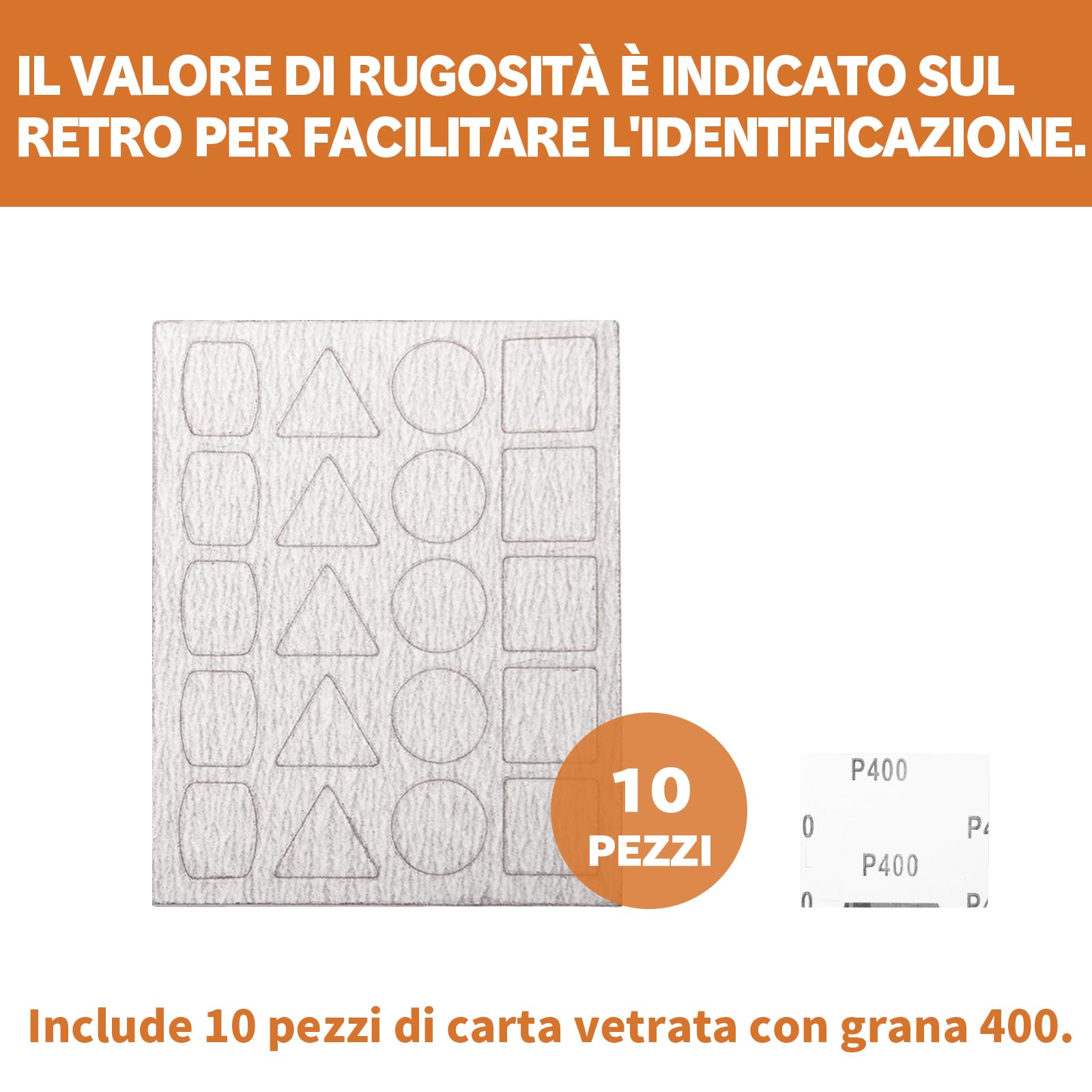 Bucasso Carta abrasiva per levigatrice a penna PLH-1000, PLH-2000, 180/240/400/800/1000 Grane Ciascuno 10 pezzi con ciascuno 20 tamponi