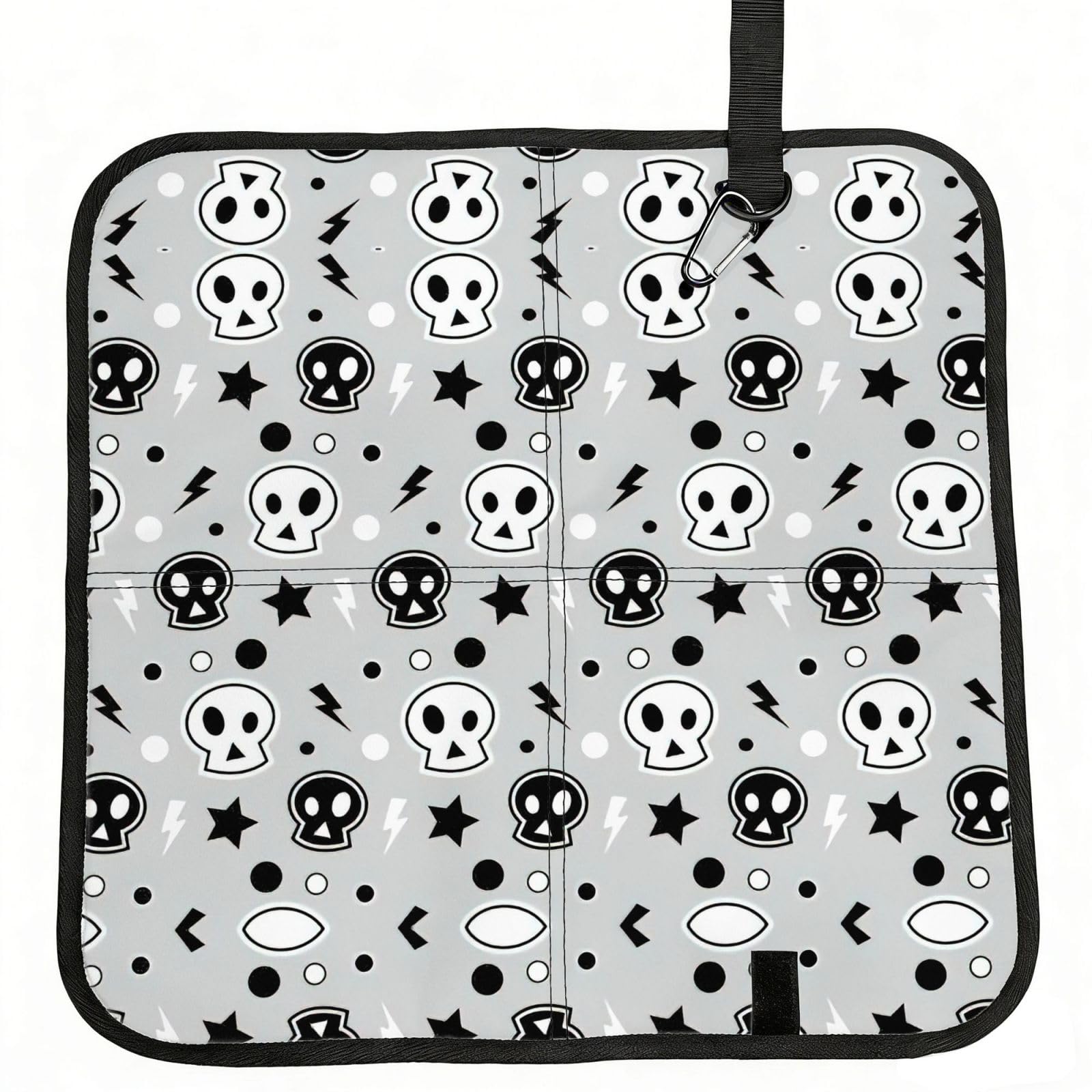 SDEGTHO Skull and Stars Printed Foldable Seat Pad with Closure, Lightweight Cushion for Airplane Travel Camping