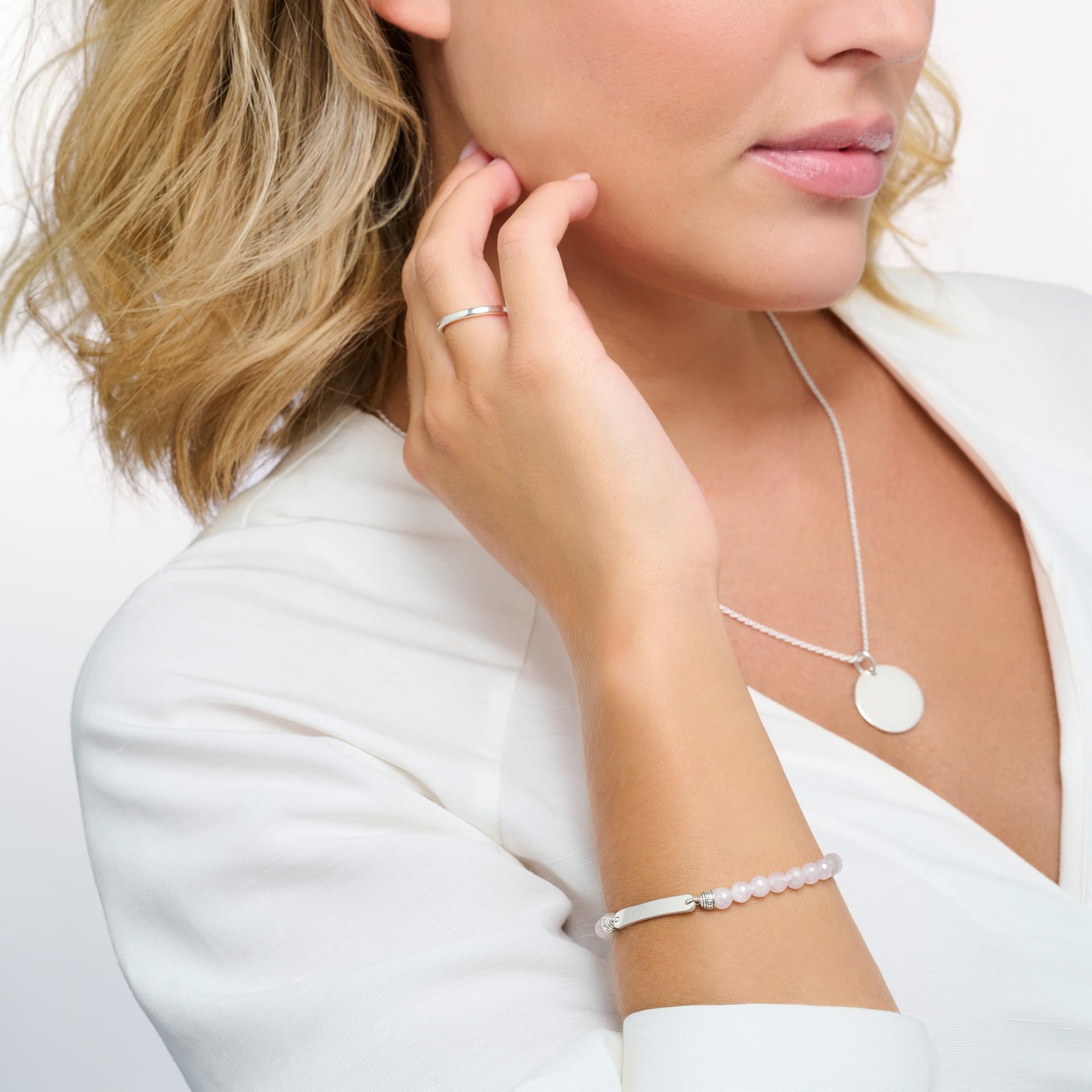 THOMAS SABO Armband rosa Perlen silber 925 Sterlingsilber, Geschwärzt