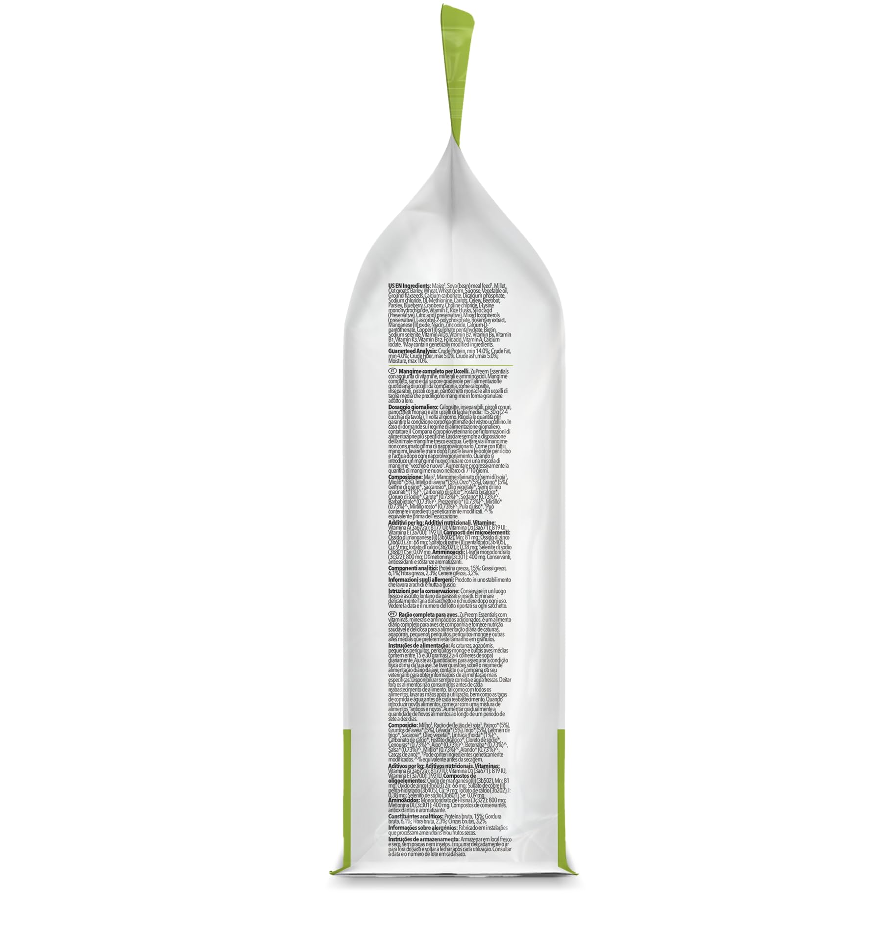 Zupreem Essentials karma dla ptaków domowych - naturalne składniki - karma dla ptaków odpowiednia dla zakochanych ptasiów, kakadu NINFA, argentyńskich Cotorras i innych średnich ptaków - 1 kg