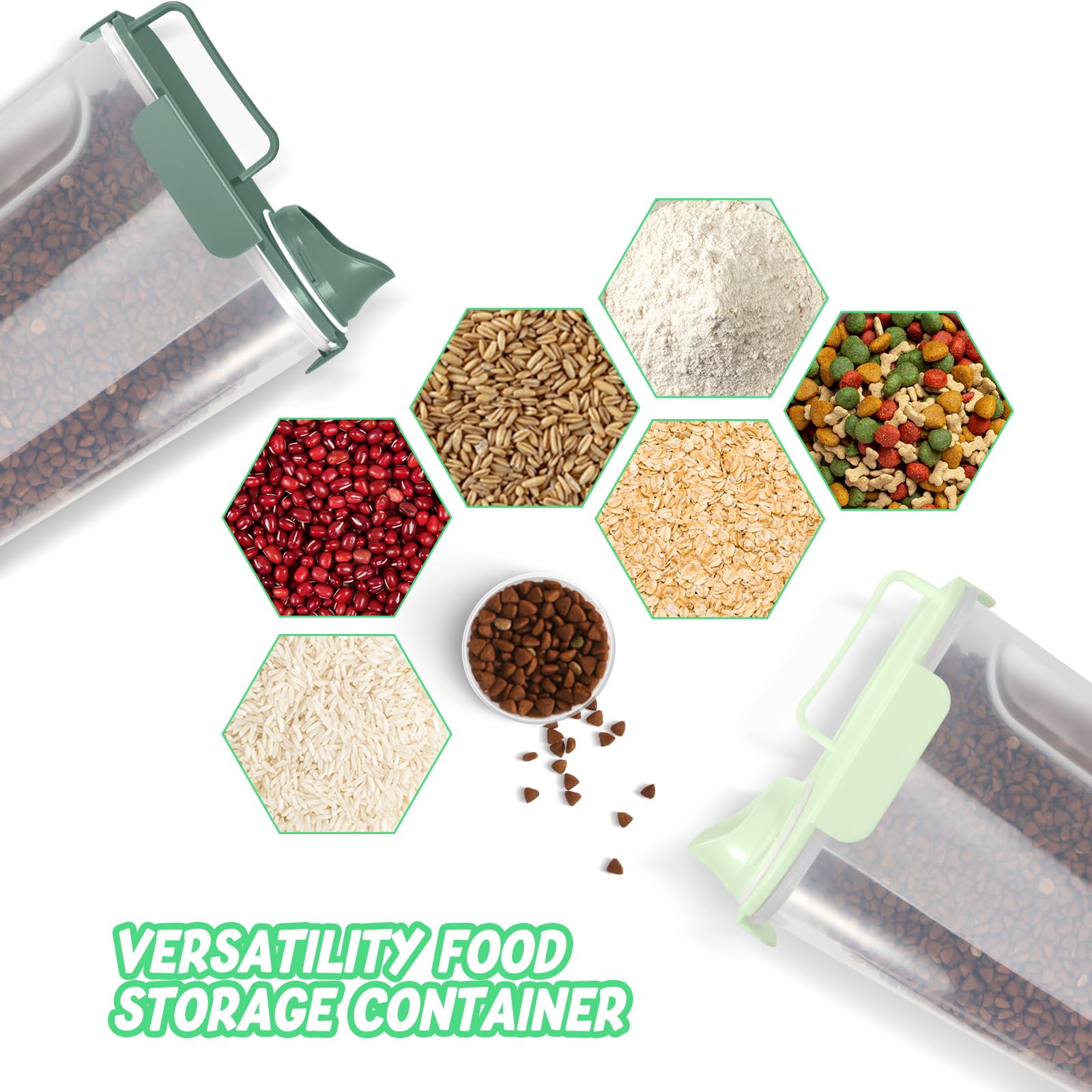 LEAWALK Contenedor de almacenamiento de alimentos para gatos y perros, boquilla grande mejorada, sin BPA, contenedor de plástico de almacenamiento de alimentos para mascotas, con 4 cierres sellados, 1