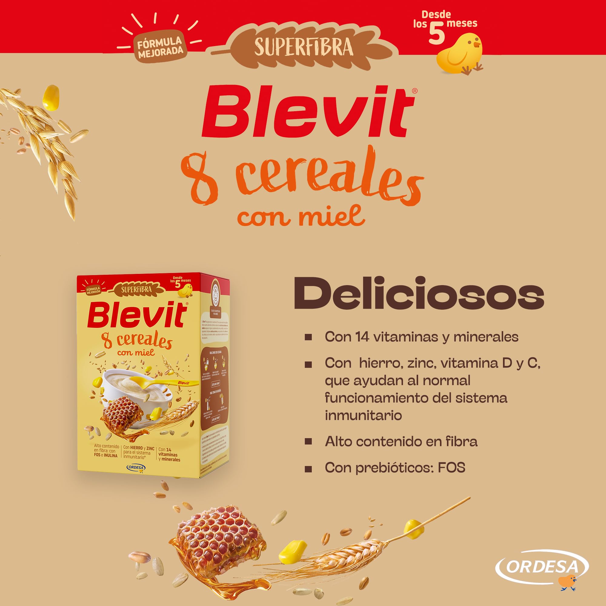 Blevit Superfibra 8 Cereales con Miel 500g Papilla para Bebé 5 Meses