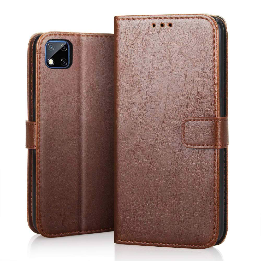 SHINESTAR PU Leather Flip Cover Wallet Phone Case with Inside TPU Shockproof Back Cover Case for Poco C3 - (Classic Brown) (B08LCKTJBN) Amazon Price History, Amazon Price Tracker