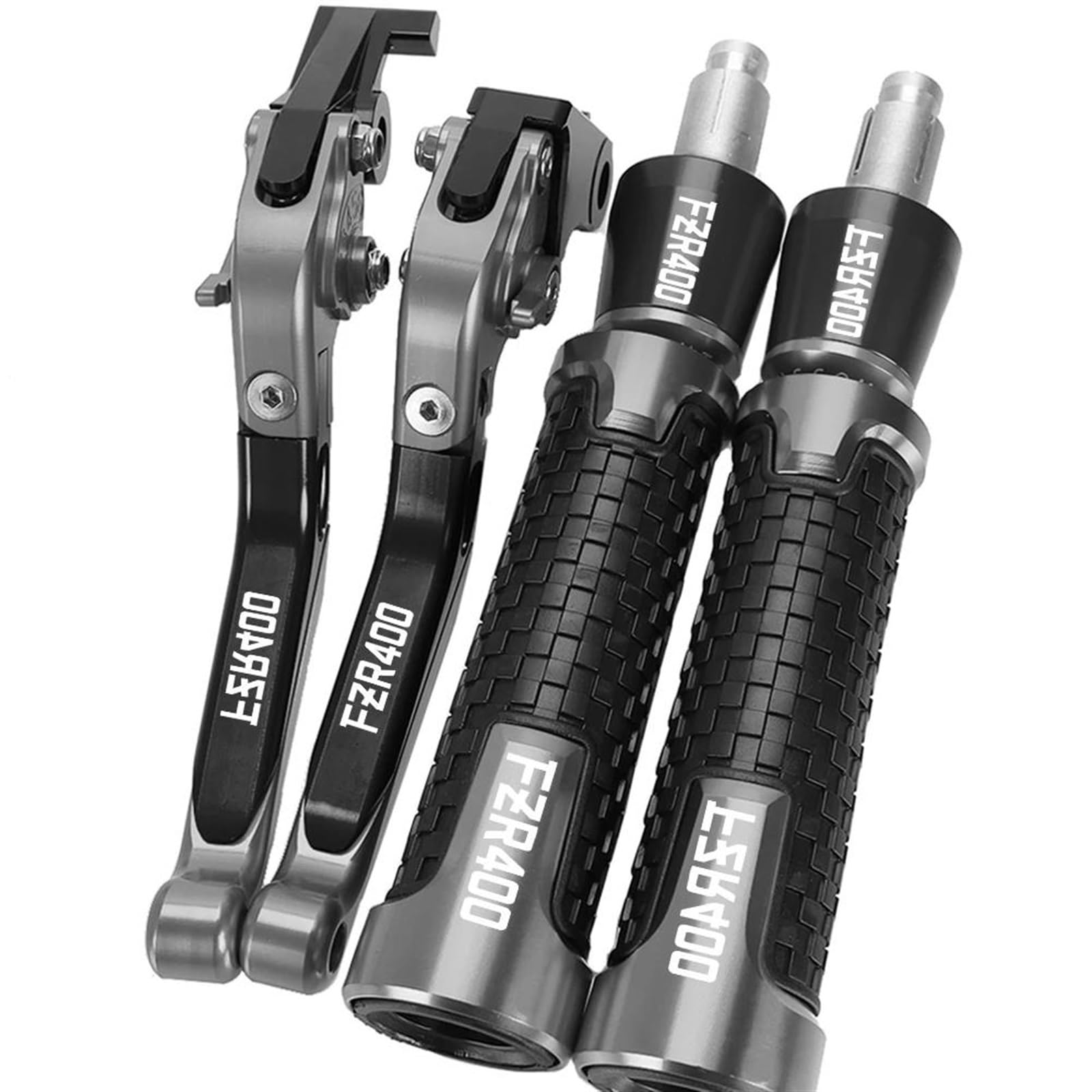 VTAIEX Motorbike Accessories for Y-AMAHA FZR400 FZR 400 FZR-400 1988 1989 1990 Fzr400 Motorcycle Adjustable Brake Clutch Levers 22MM Hand Grips Handlebar End(Grey)