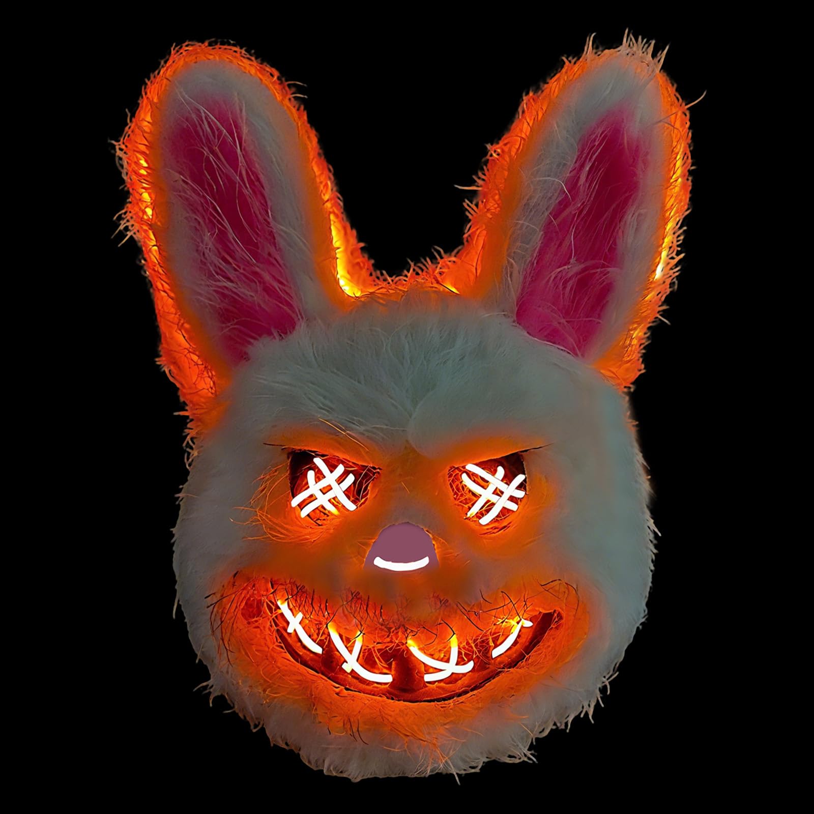Scary Bunny Bear Mask,Halloween LED Mask for Adults Halloween Cosplay Party