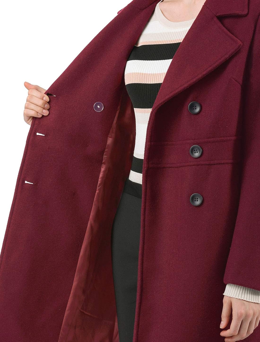 Allegra K Women's Double Breasted Notched Lapel Long Winter Coats : Clothing, Shoes & Jewelry