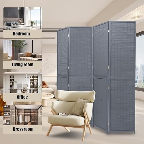Miniatura 6 de JVVMNJLK Divisor de habitación Oriental Shoji - Divisor de habitación de 6 paneles, divisor para separación de habitaciones, pantalla de privacidad