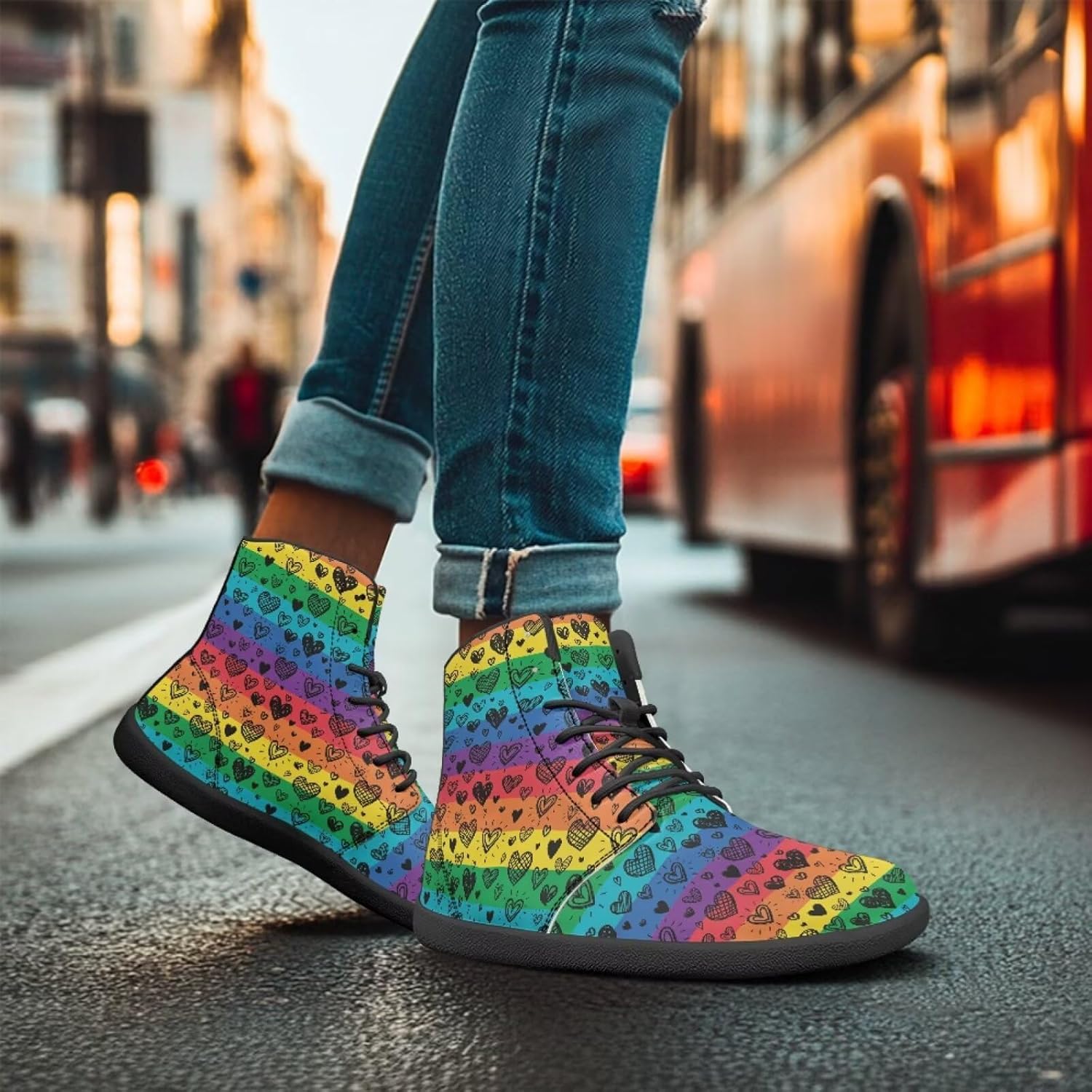 Binienty High Top Barefoot Shoes Men Women Casual Lace Up Barefoot Boots with Ankle Support