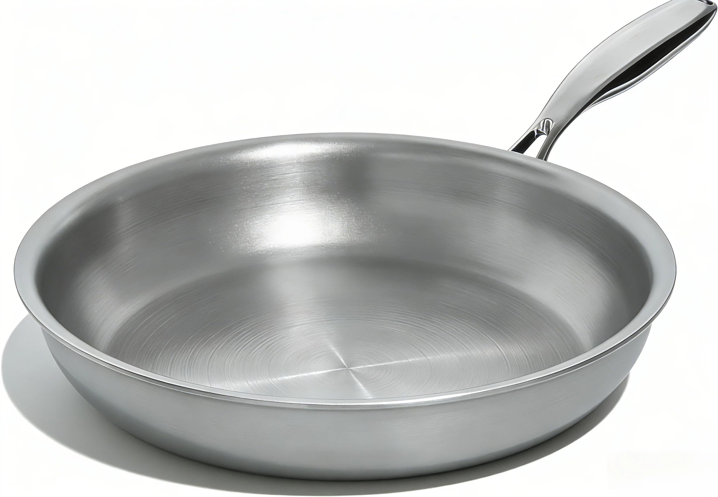 Umite Chef 12 inch 5 Ply Stainless Steel Frying Pan Non-Toxic PFOA&PTFE Free Skillets, Professional Cookware- Oven Safe & Induction Compatible, Fast & Even Heat, Heavy Duty, Cool Grip Handles