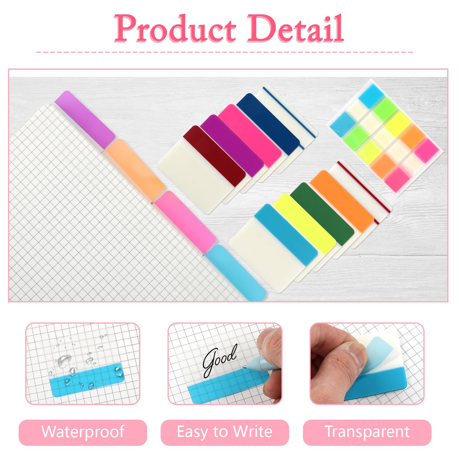 500 Pcs Sticky Tabs Page Markers, Colored Index Tabs, Annotation Tabs, Writable Transparent Sticky Notes for Books Documents - Image 4