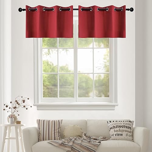 Miniatura 8 de YGO Cenefas opacas de cocina con aislamiento térmico y eficiencia energética con ojales en la parte superior, para ventanas pequeñas, paneles dobles