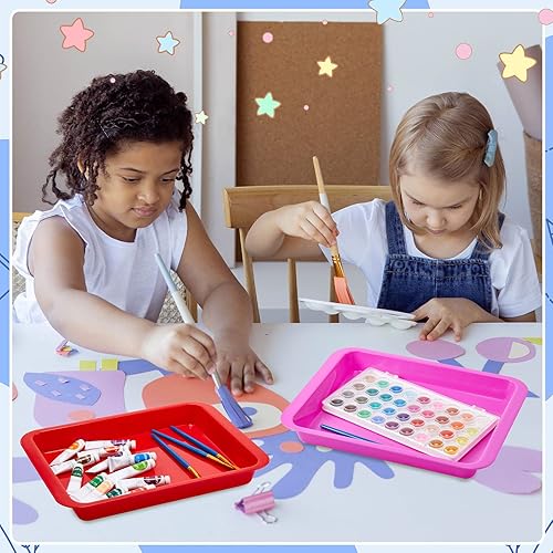 Miniatura 6 de Tatuo 16 bandejas de arte de plástico para niños, bandejas grandes de manualidades para el aula, 14 x 10 x 2 pulgadas, organizador de papel,