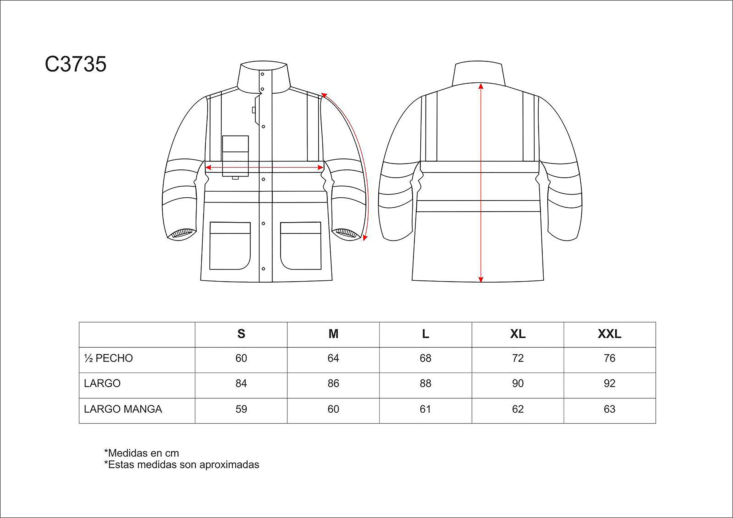 WORKTEAM Parka Convertible 5 en 1 Impermeable Alta Visibilidad, Reversible y Desmontable, con Cintas Reflectantes, Protección Frío y Lluvia. Hombre