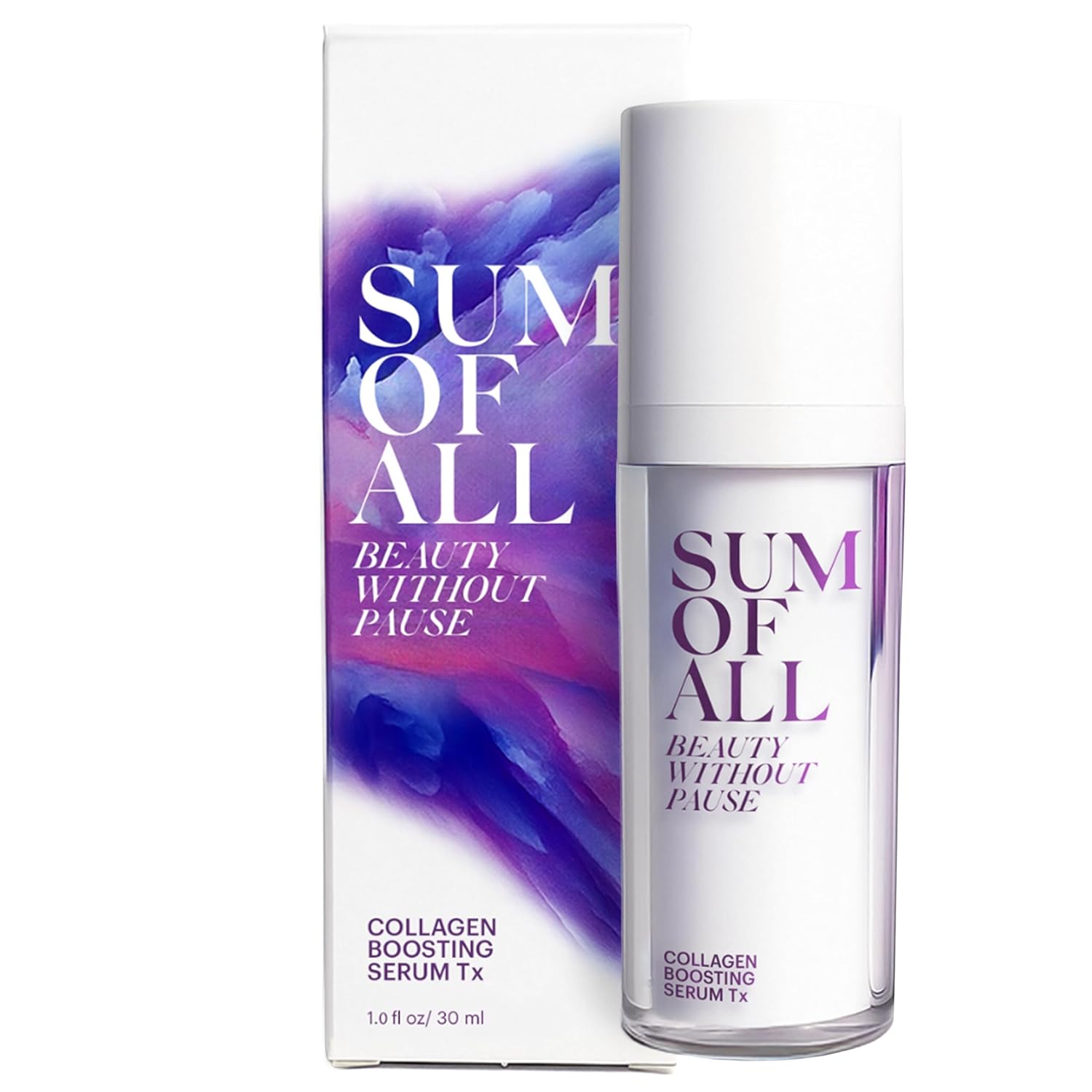 SUM OF ALL Collagen Boosting Serum Tx for Face with Vegan Peptides, Hydrating, Skin Tightening and Firming, Fragrance-Free, Menopause Skincare for Women, 1.0 fl oz