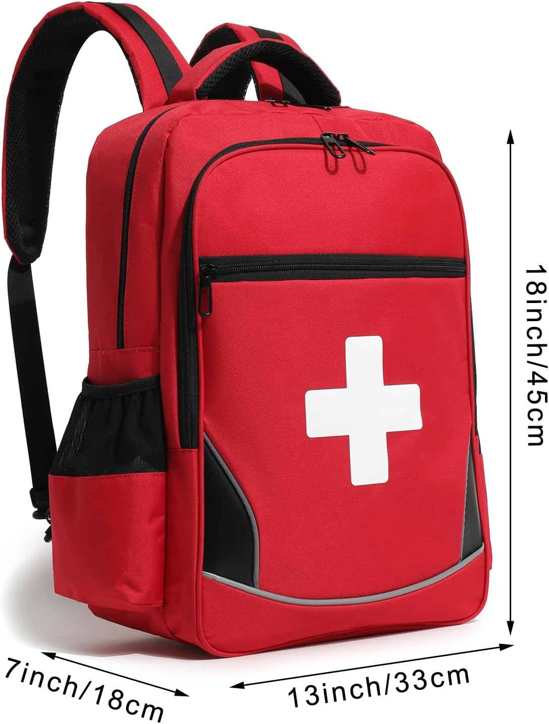First Aid Medical Backpack Empty Nurse Treatment First Responder Trauma Bag for Camping Cycling Hiking Paramedic Bag EMT (Red Cross) - Image 2